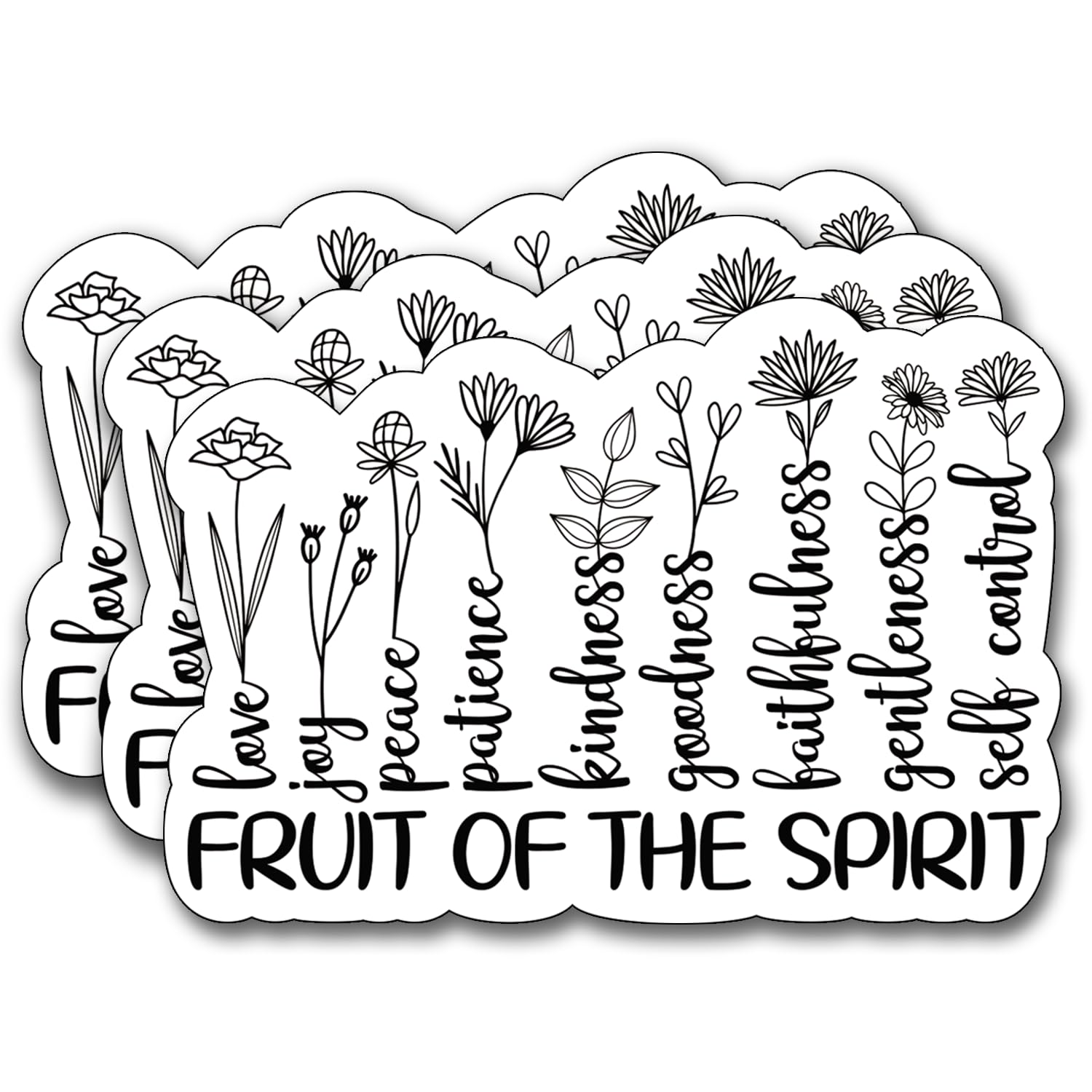 (3Pcs) Fruit of The Spirit Sticker, Christian Decorate Books Laptop Phone Water Bottles Kindles Stickers Tumbler Sticker Waterproof Vinyl Decorate
