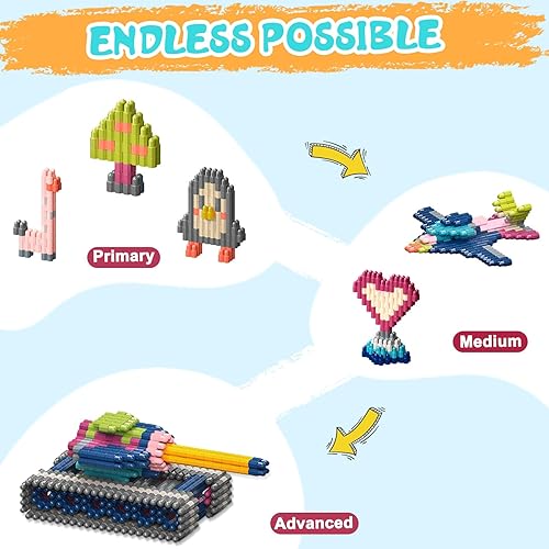 Miniatura 3 de Juguetes de construcción STEM para niños de 3 años en adelante, 1140 bloques de plástico en 10 colores, juguetes Montessori educativos preescolares