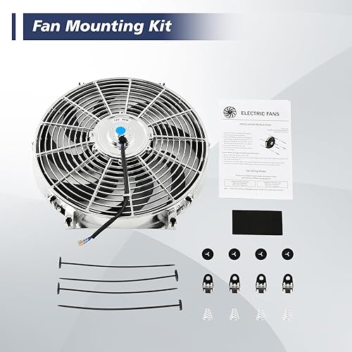 Vista 23 de Kit de montaje de ventilador de refrigeración de radiador eléctrico de 12 pulgadas, ventilador de radiador de alto rendimiento con kit de montaje