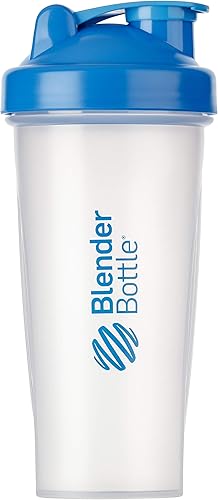BlenderBottle Taza de coctelera clásicaagitador de dietacoctelera de proteínas con Blenderball 27.7 fl oz - cian claro