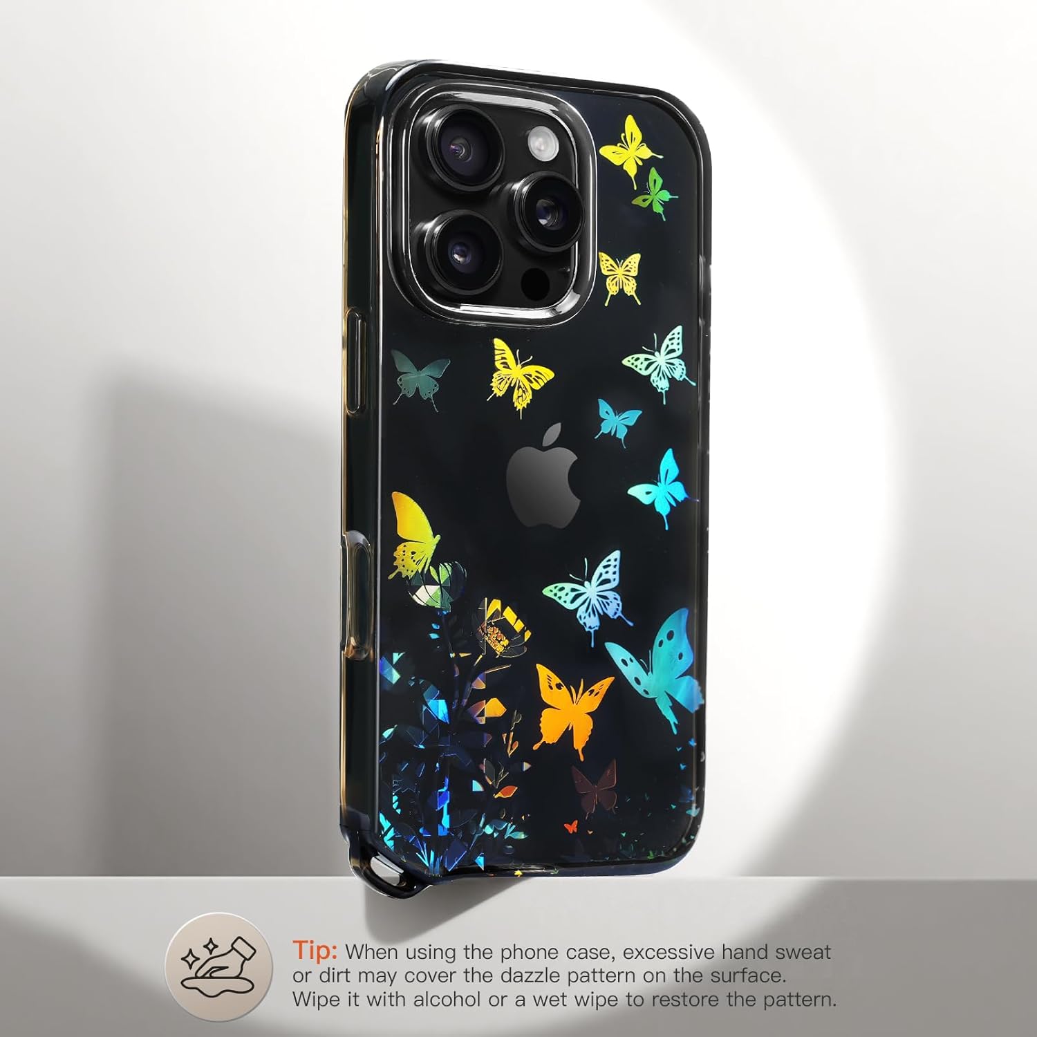 TiMOVO for iPhone 16 Pro Case with Strap, Soft TPU Translucent Shockproof Smartphone Cover with Removable Crossbody Lanyard, Coal Black