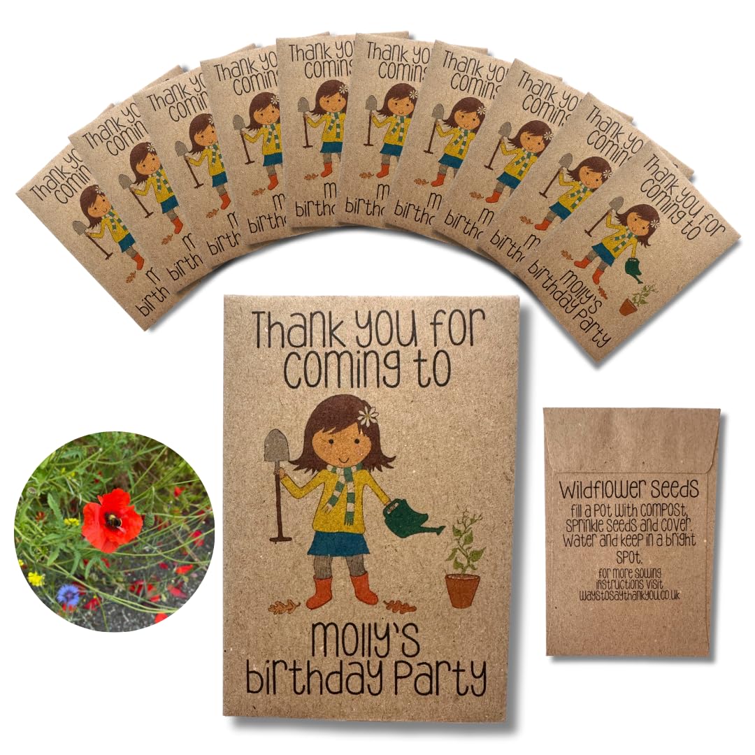 Waystosaythankyou Birthday Packets x10 Wildflower Party Bag Fillers Personalised FREE with Your Child's Name & Birthday 1st Class - no additonal Charges for Multiple Items SAMANTHA