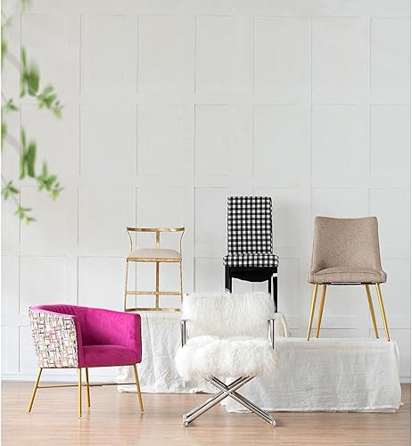 Miniatura 2 de A and B Home Silla de interior de hierro y espuma dorada y blanca de 27 pulgadas de alto, tapicería de tela, silla de acento, silla auxiliar