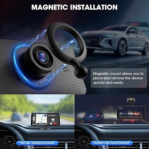 Miniatura 4 de Dash Cam estéreo portátil CarPlay - Pantalla inalámbrica Android Auto para automóvil - Pantalla IPS de 6.25 pulgadas 4K Full HD Car DVR Grabación