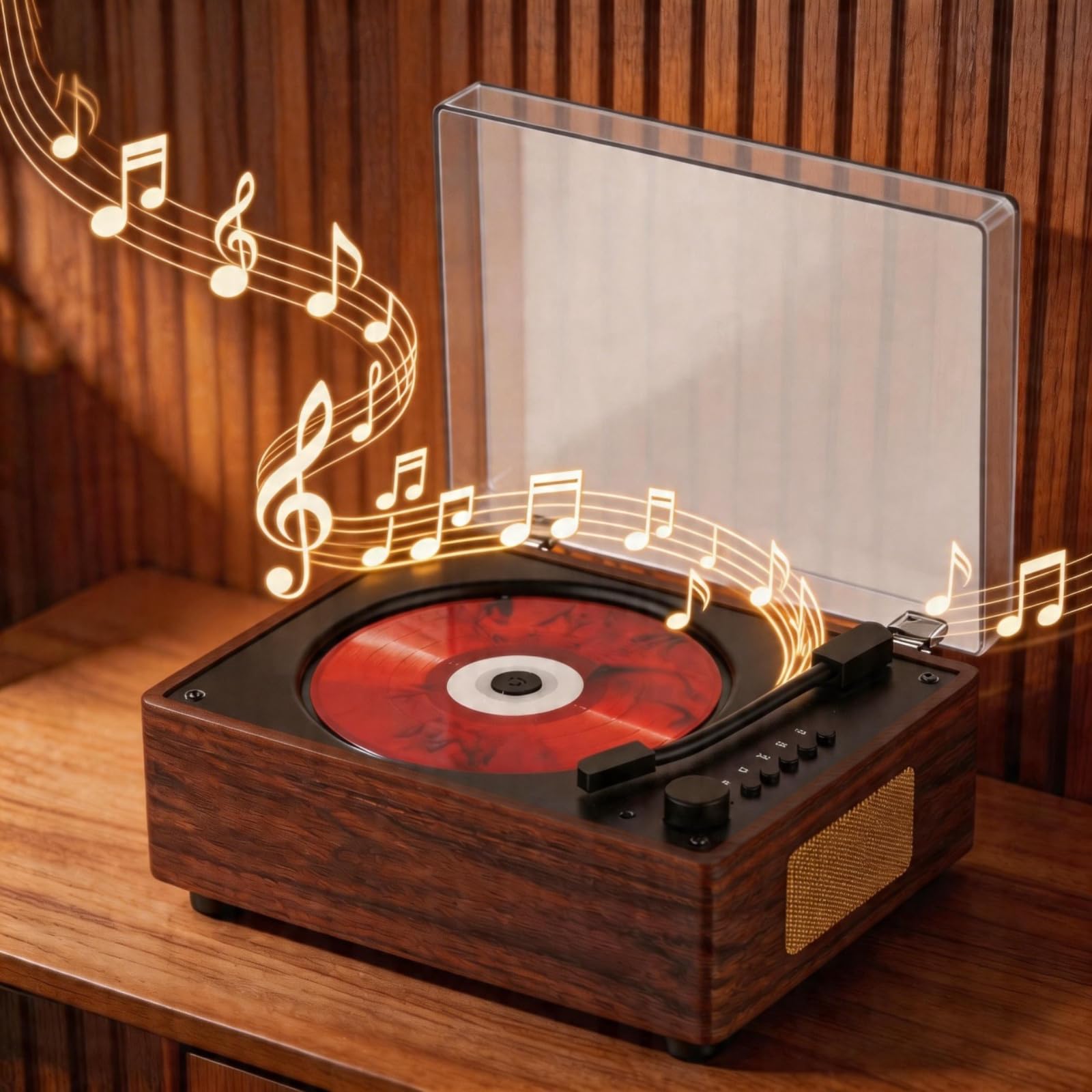 Photo 1 of [DAMAGED] Portable CD Player with Bluetooth 5.3 for Home, Hi-Fi Dual Stereo Speakers, Remote Control, 2000Mha Battery, Desktop Retro Music Player for Kids, Support USB/3.5mm AUX/Type-C