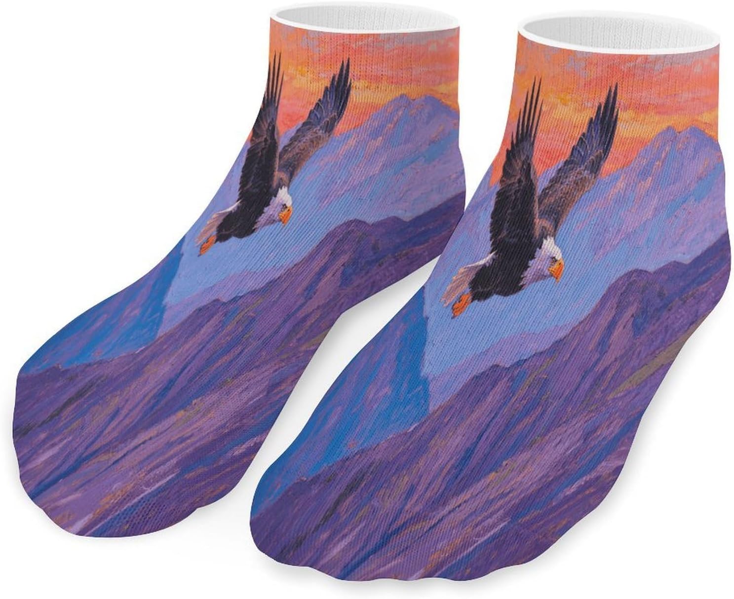 Socks for Men Women 5 Pairs Short Ankle Socks | Eagle Mountain Pattern Low Cut Casual Crew Sock Cute Breathable Athletic Socks Non Slip No Show Sock