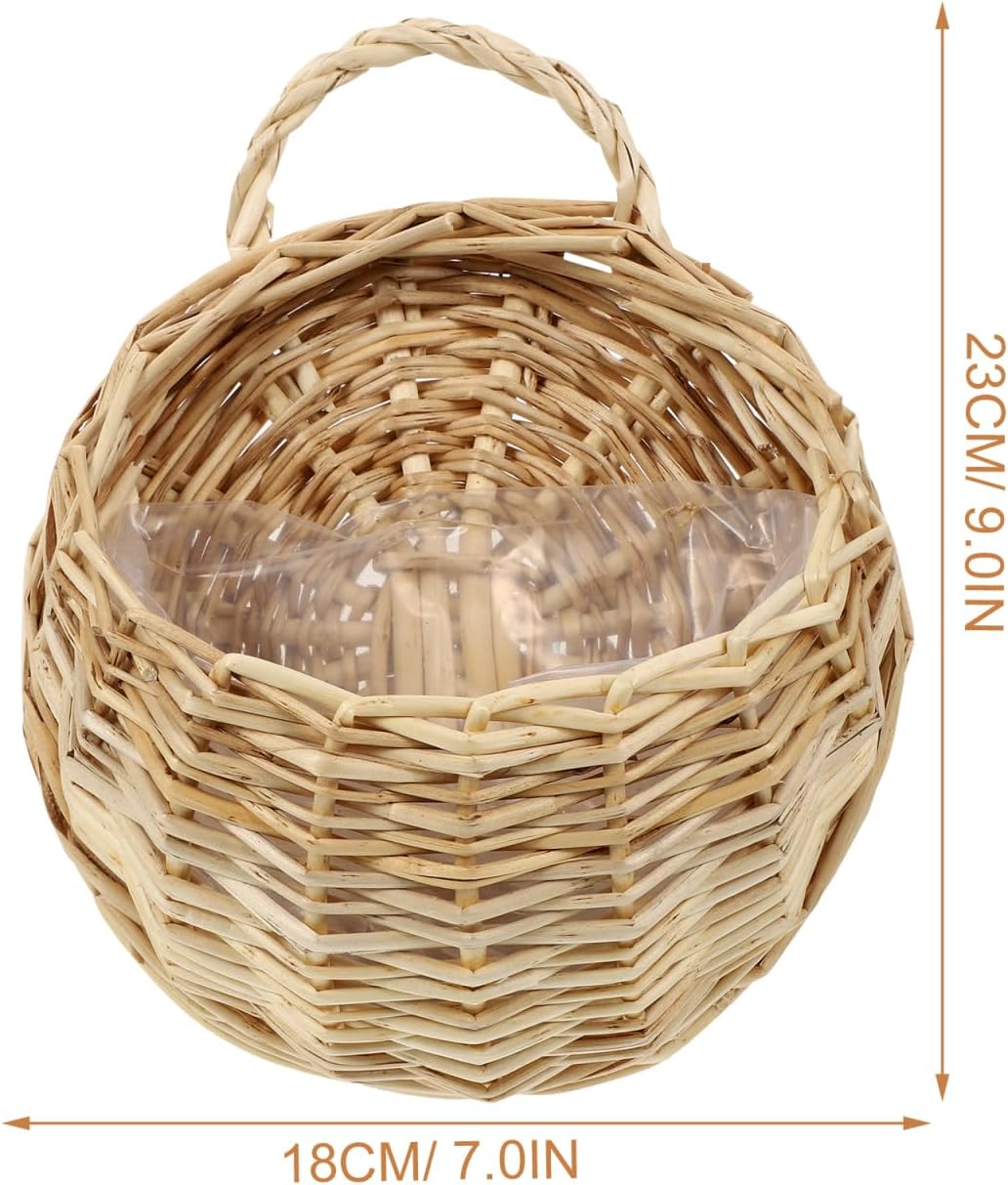 Rattan Woven Hanging Basket 9X7X3.5 Inch Wall Planter for Indoor Outdoor Use Wicker Wall Basket for Plants and Artificial Flowers Decorative Storage Organizer