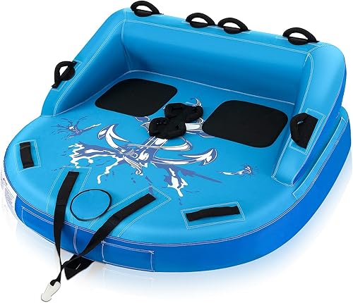 Goplus Tubos inflables remolcables para canotaje, 1-2/1-3 jinetes remolcadores de deportes acuáticos para barco para tirar, tubo de barco estilo