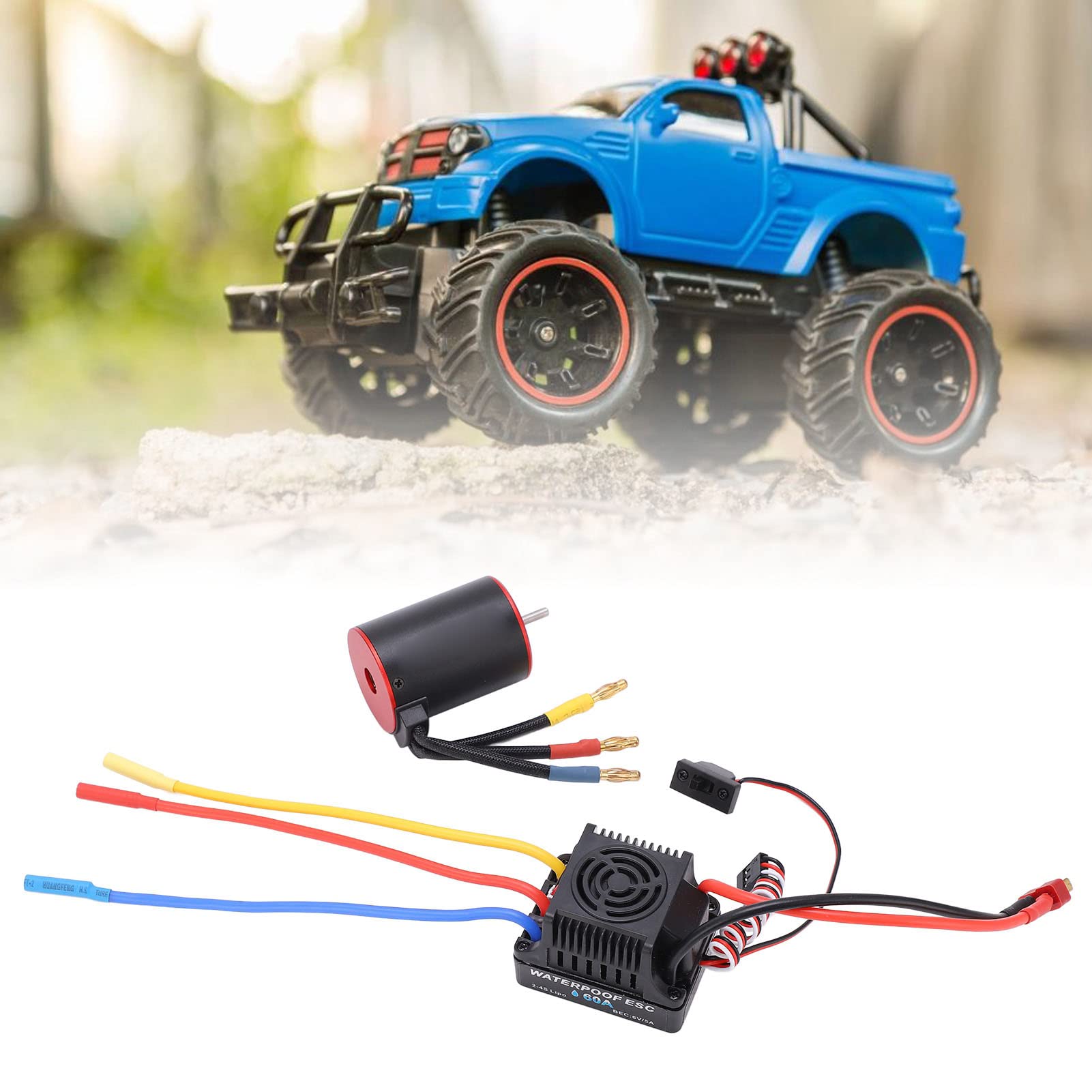 Motor sin escobillas impermeable de 3650 3100KV con regulador electrónico de velocidad de 60 A, conjunto combinado de alto rendimiento de 900 W para coche RC 1/10, incluye enchufe