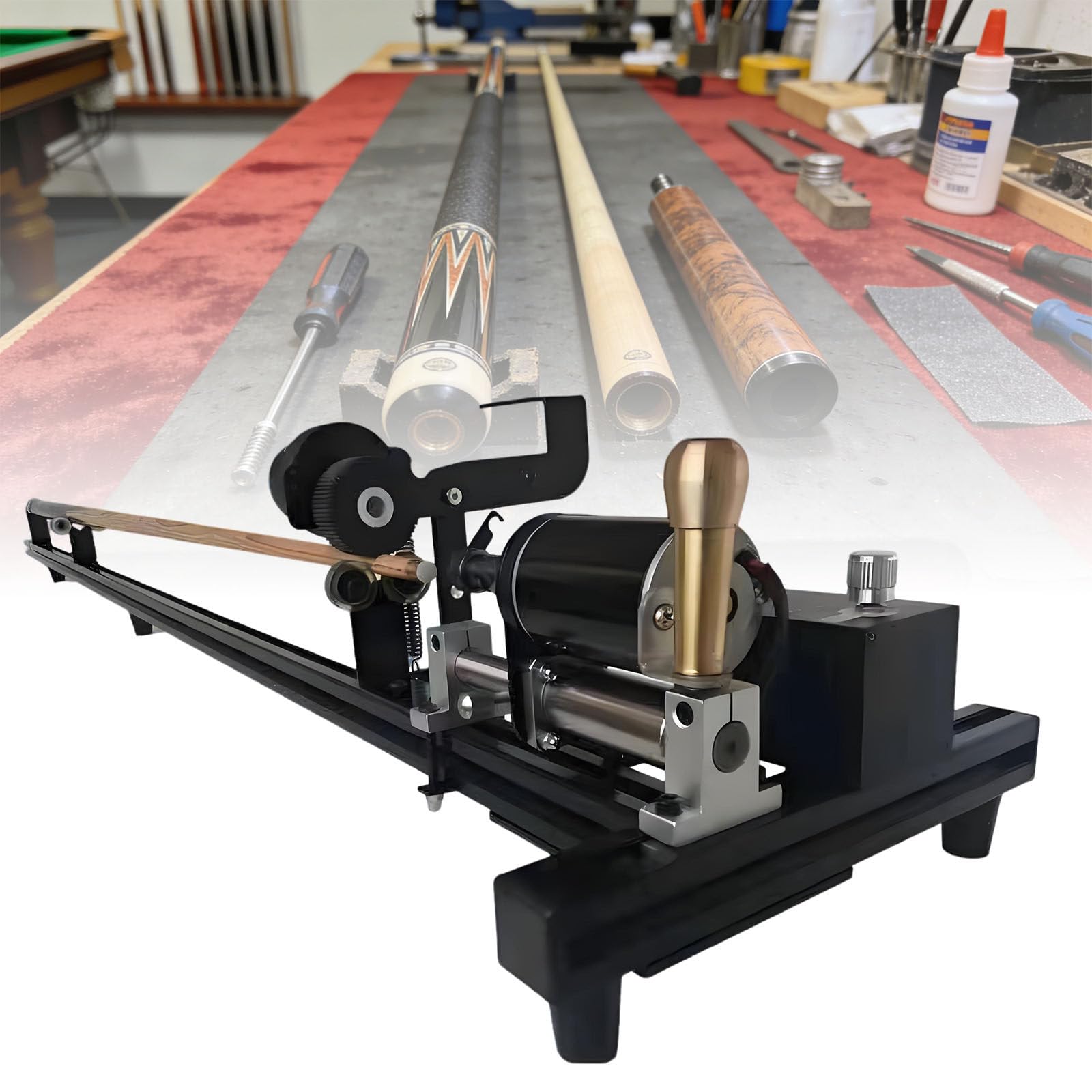 Ymnogjie 7 in 1 Billiard Snooker Pool Cue Tip Tool,Snooker Cue Repairing Machine for Billiard Cue Tip Clamp Repairing,Club Straightening,Leather Replacement