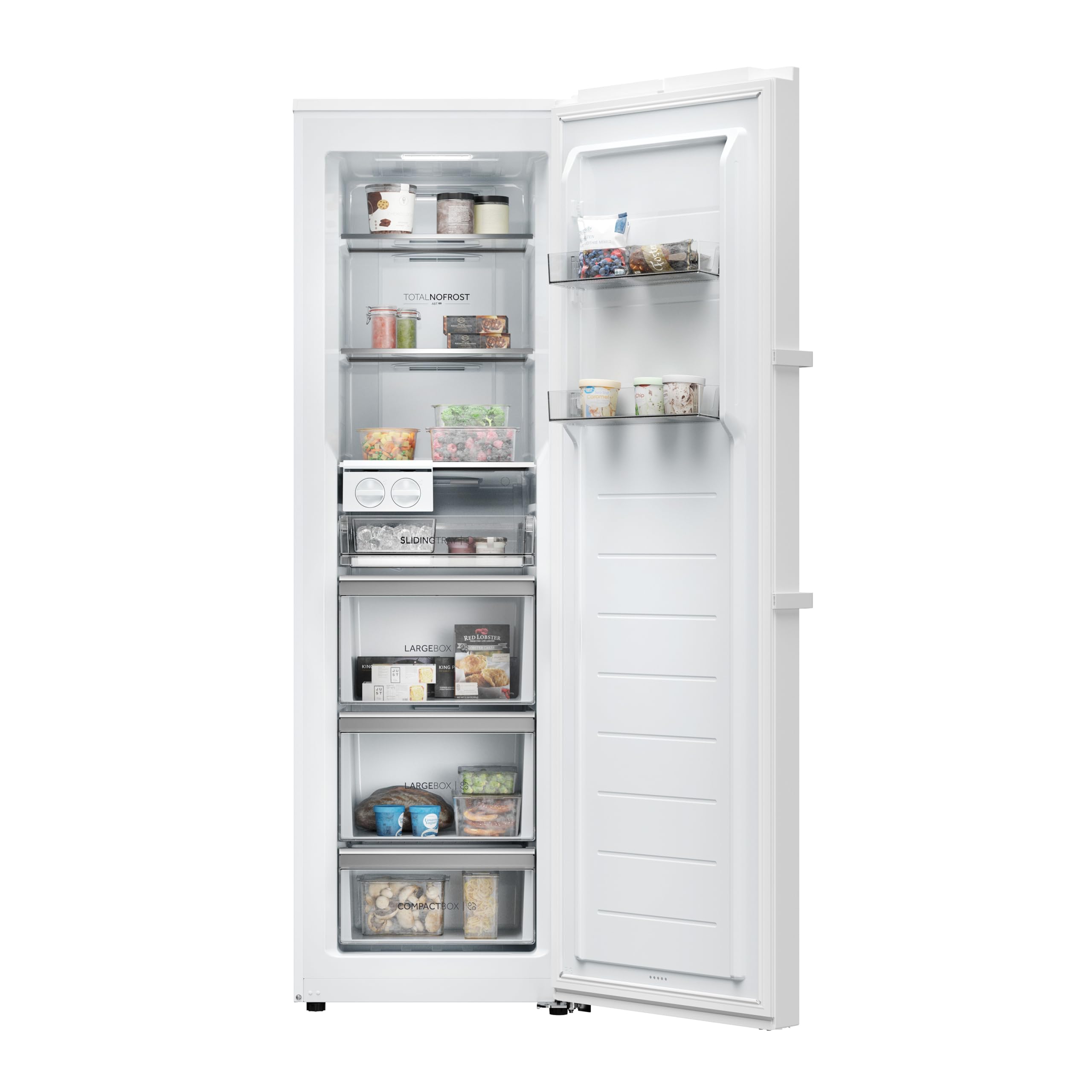 Haier Congelatore con sbrinamento automatico e macchina per cubetti di ghiaccio I Instaswitch H4F306WDH1 I Total No Frost congelatore, capacità 301 l, utilizzabile anche come frigorifero I Freezer con