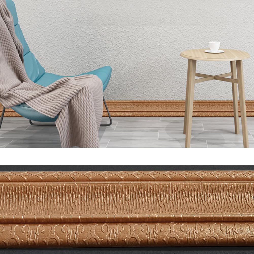Headboard Brown 2Pcs Wall Edging Trim 2.3M*8Cm,Flexible Foam Molding Trim Self-Adhesive Peel And Stick Wallpaper Border For Walls,Mirror Frame,Baseboard (Brown)