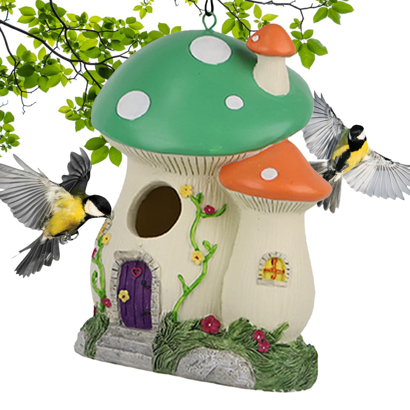 Nichoir pour colibri extérieur, nichoir pour oiseaux en résine en forme de champignon de jardin