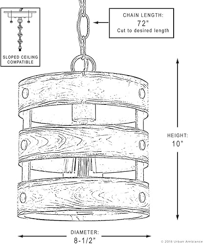 Miniatura 6 de Urban Ambiance Lámpara colgante moderna de lujo, tamaño pequeño 10 pulgadas de alto x 8.5 pulgadas de ancho, con elementos de estilo rústico,