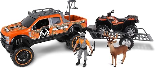Miniatura 10 de NKOK Realtree - Juego de 10 piezas de juego a escala 118, RT Ford F-250 Super Duty con Polaris Ranger en remolque y accesorios (portaequipajes,