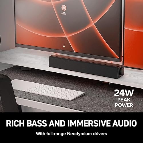 Miniatura 4 de Creative Stage SE mini barra de sonido compacta debajo del monitor con Bluetooth 5.3, audio digital USB, para PC y móvil