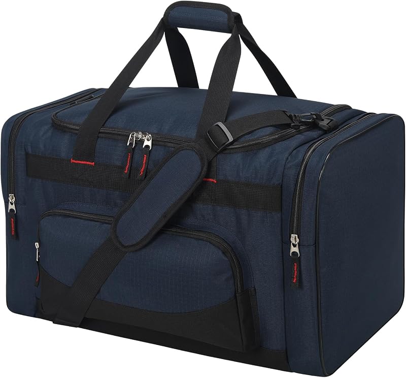 Bolsa de gimnasio Bolsa de lona deportiva de 22 pulgadas para hombre, azul marino | 55 L, gran capacidad, múltiples bolsillos, fin de semana, viajes, 22"×12"×13"