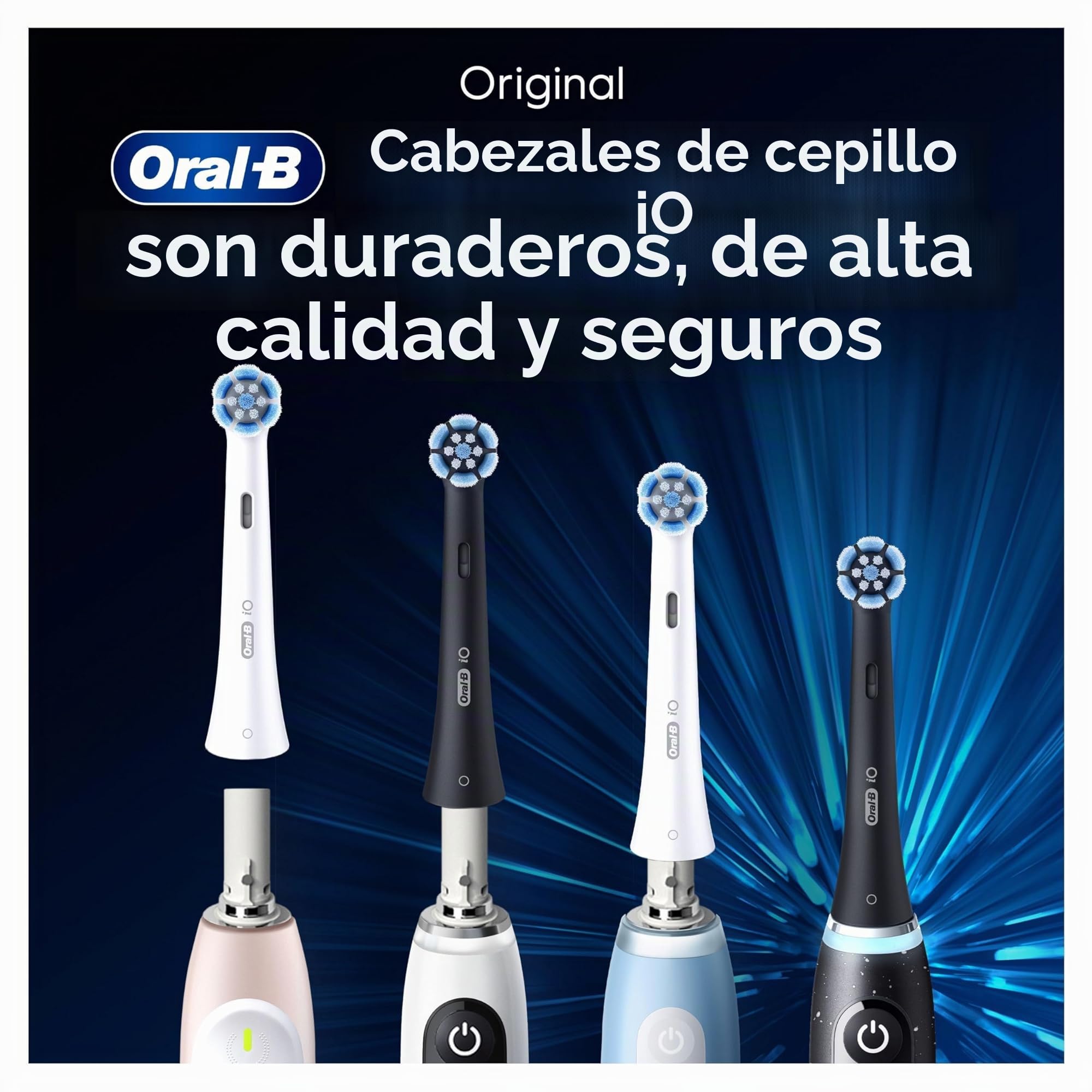 Oral-B Serie iO Gentle Care, Cepillos redondos de repuesto auténticos, adecuados para encías sensibles, 8