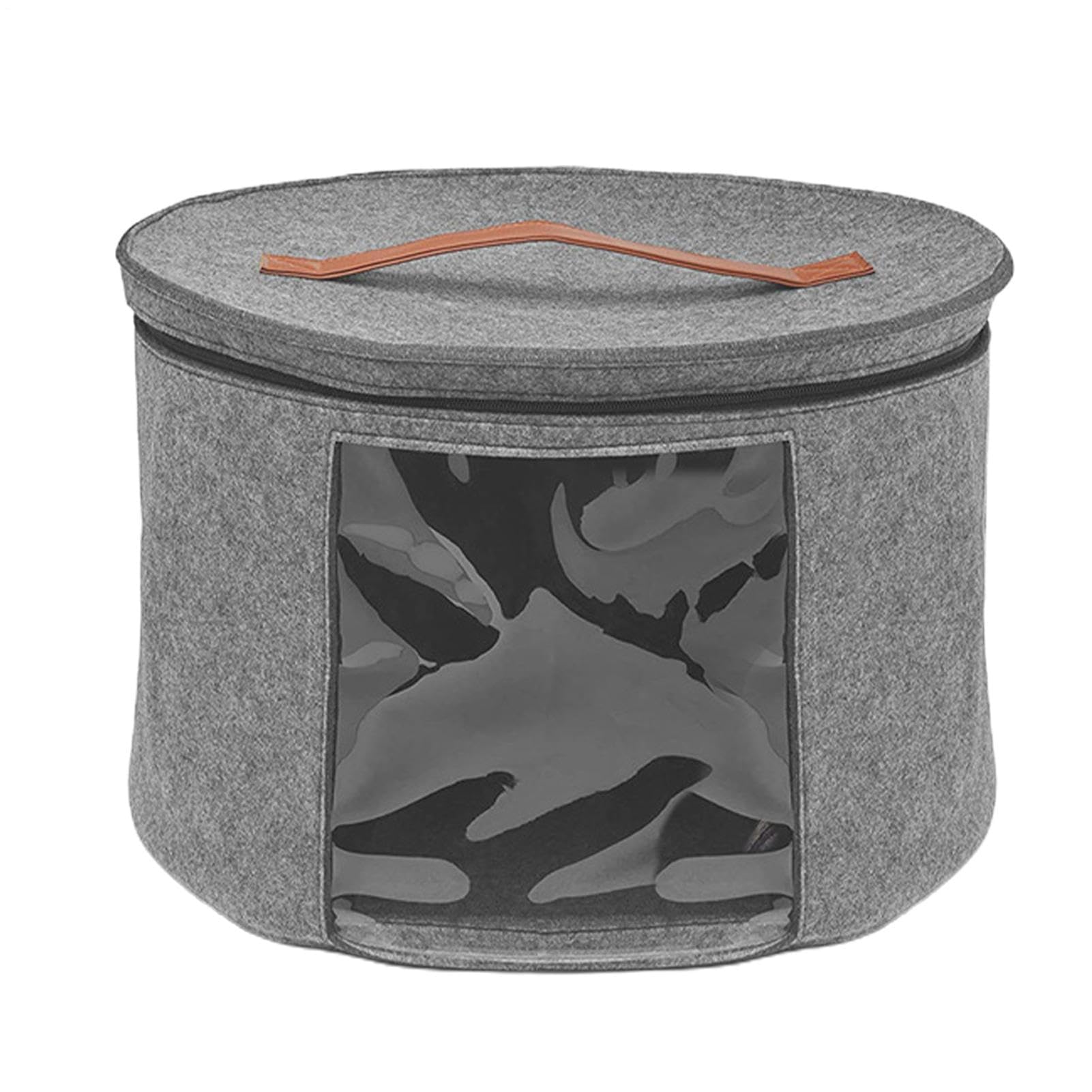 Cajas para sombreros – Organizador redondo de fieltro con cierre de cremallera, caja de almacenamiento portátil, asa transparente para ventana, contenedor para sombreros para vaqueros, Fedora, regalo