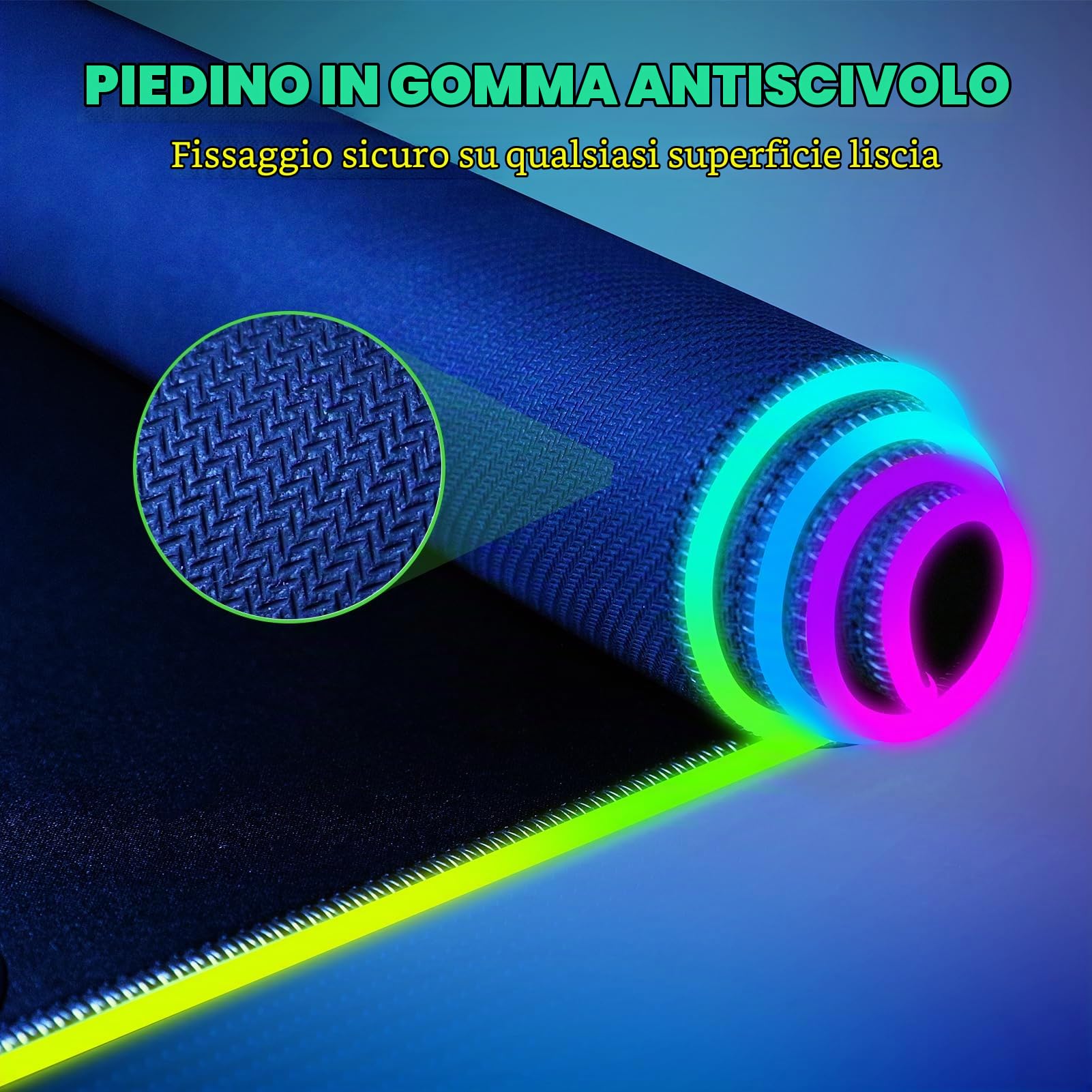 Tappetino per mouse da gaming RGB 15 W Qi, LED, con 10 modalità di illuminazione e 15 W di ricarica rapida Qi, ricarica wireless per iPhone, cuffie, impermeabile, antiscivolo per gaming, scrivanie