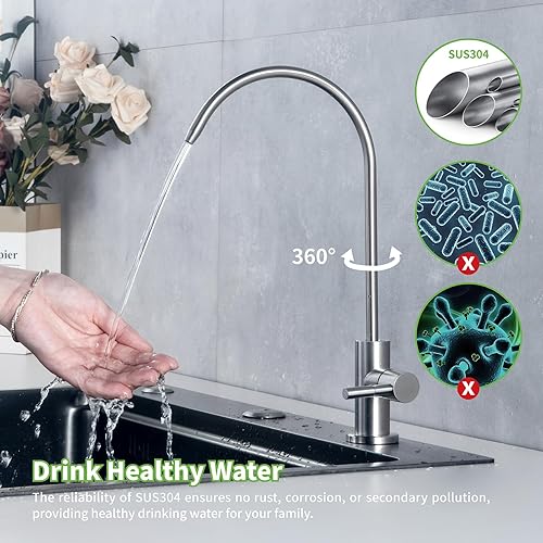 Miniatura 5 de Grifo de agua potable, grifo RO que se adapta a la mayoría de ósmosis inversa y sistema de filtración de agua para cocina SUS304, grifo de fregadero