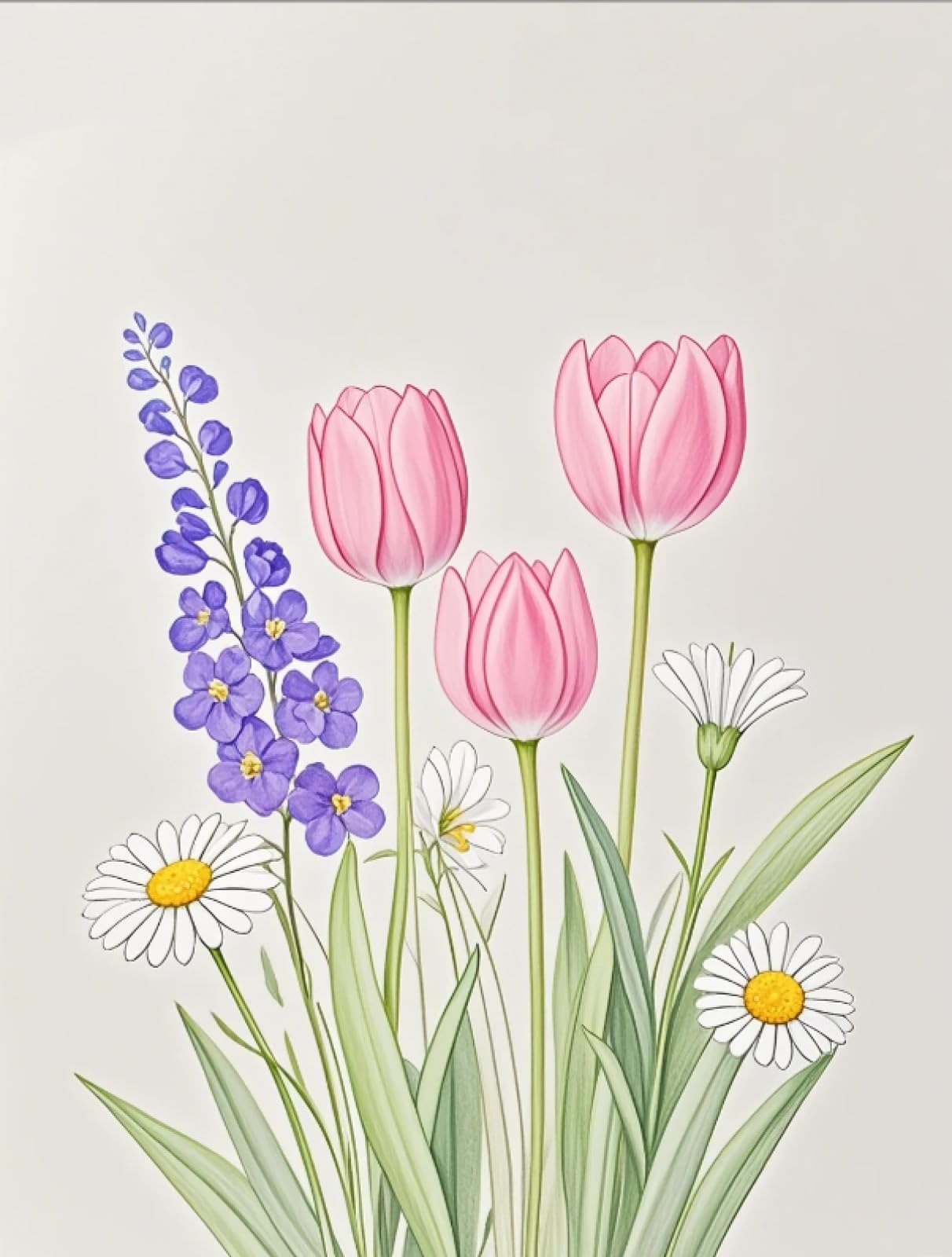 Stithej Pre-Printed Cross Stitch Kit Simple Tulip 11CT for Beginners
