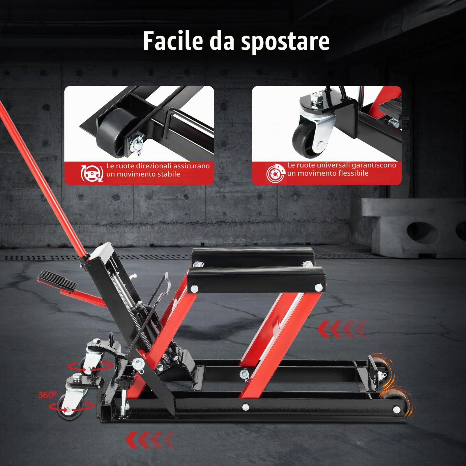 DIFU - Sollevatore per moto, 680 kg, supporto per moto, robusto ponte sollevatore idraulico a forbice, durevole con supporto protettivo