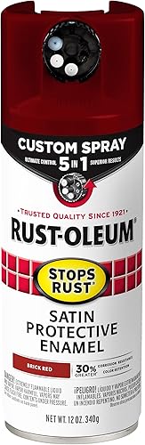 Rust-Oleum 385008 - Pintura en aerosol 5 en 1 personalizada para prevención del óxido, 12 onzas, rojo ladrillo satinado