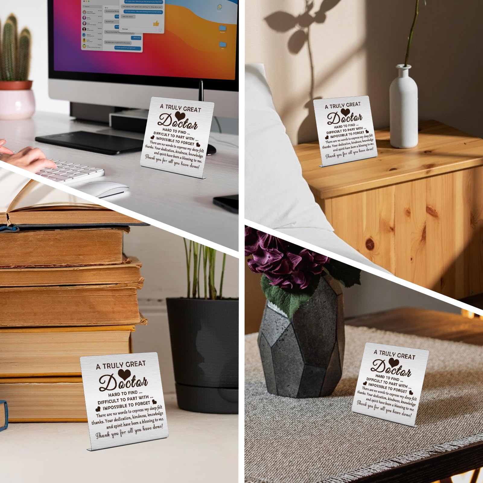 Doctor Appreciation Gifts – Acrylic Desk Sign With Wood Stand For Office Decor
