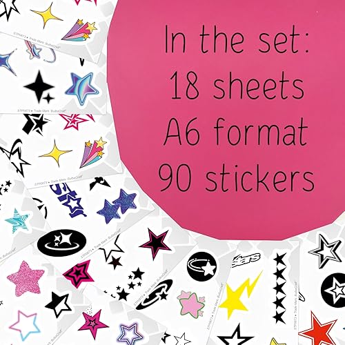 Miniatura 2 de 100 calcomanías de estrella Y2K  Calcomanías y calcomanías de estrellas pequeñas, calcomanías Y2K  Calcomanías de estrella doradas, plateadas,