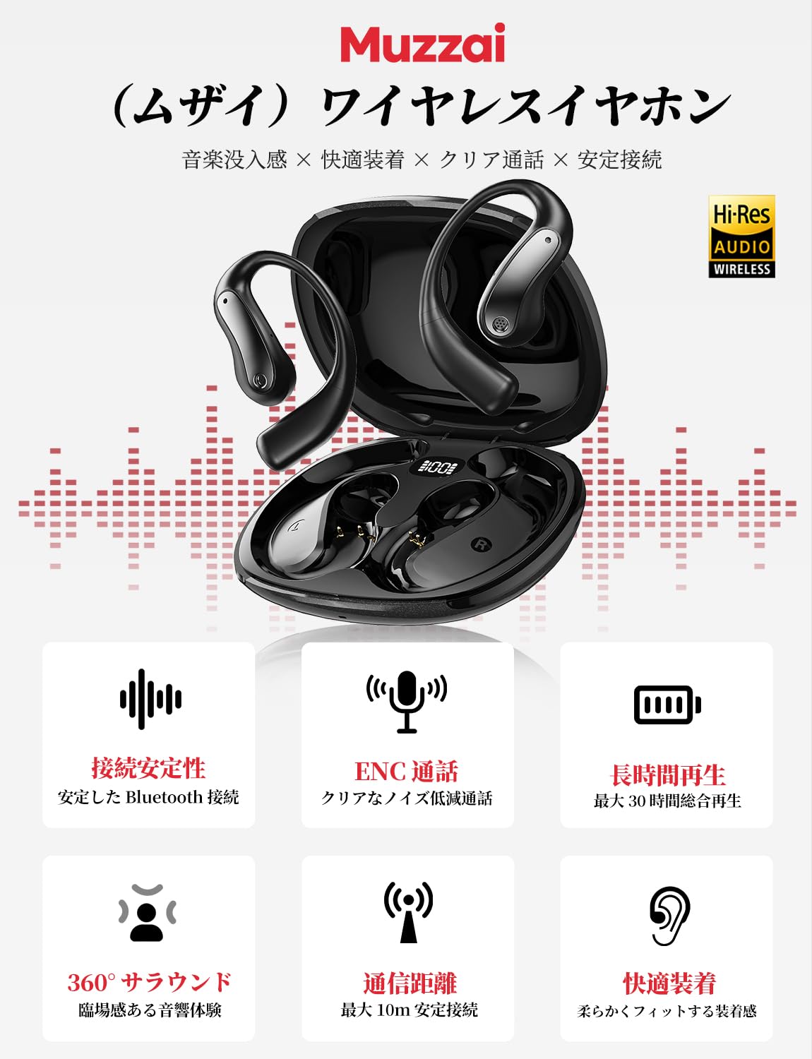 Amazon.co.jp: ワイヤレスオープンイヤーイヤホン【音質革命・聴覚の新
