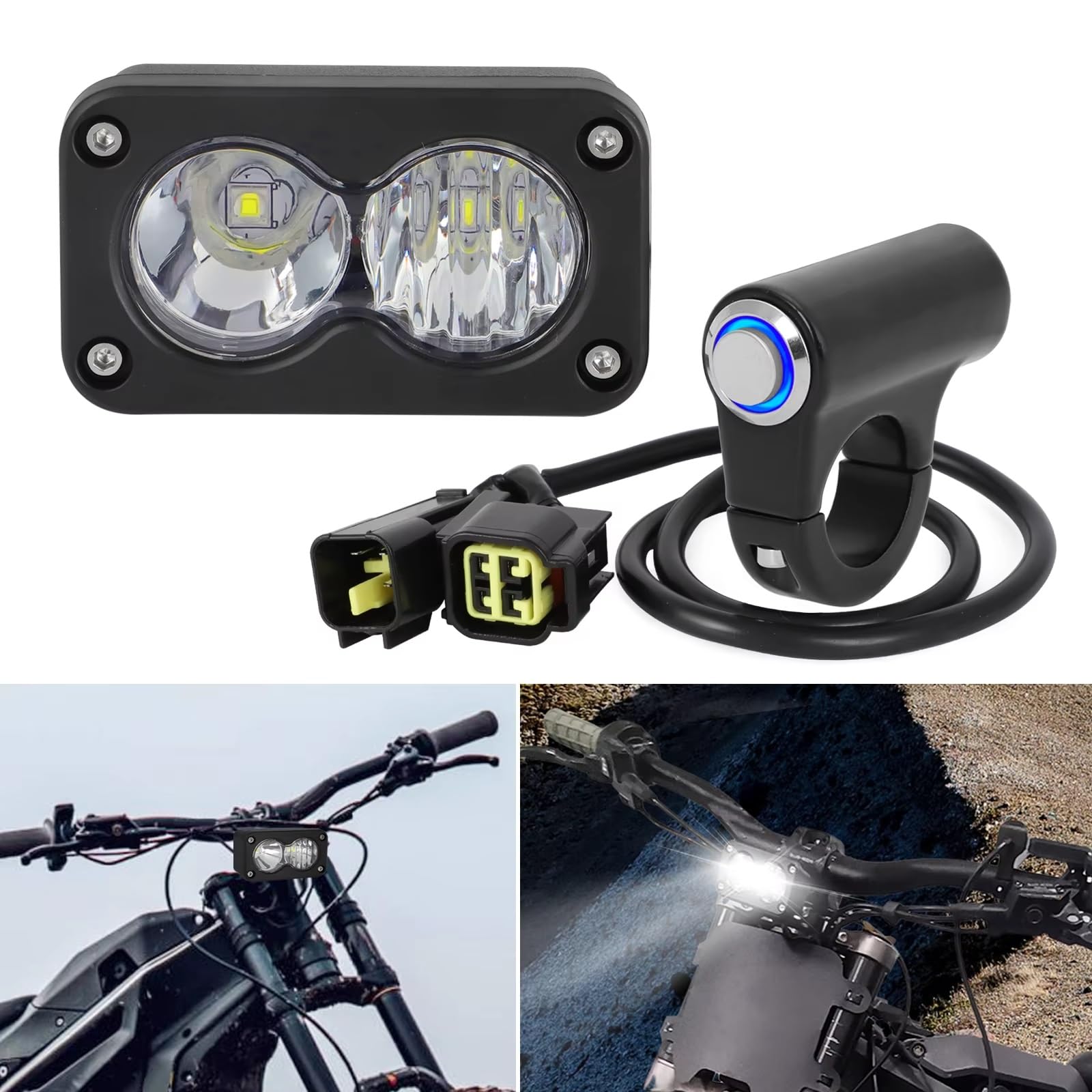 Generico per Sur per Ron per Talaria per Sting R MX4 Kit Fari Anteriori con Lente PC Barra Luminosa Moto Faro Anteriore Impermeabile Faro Moto