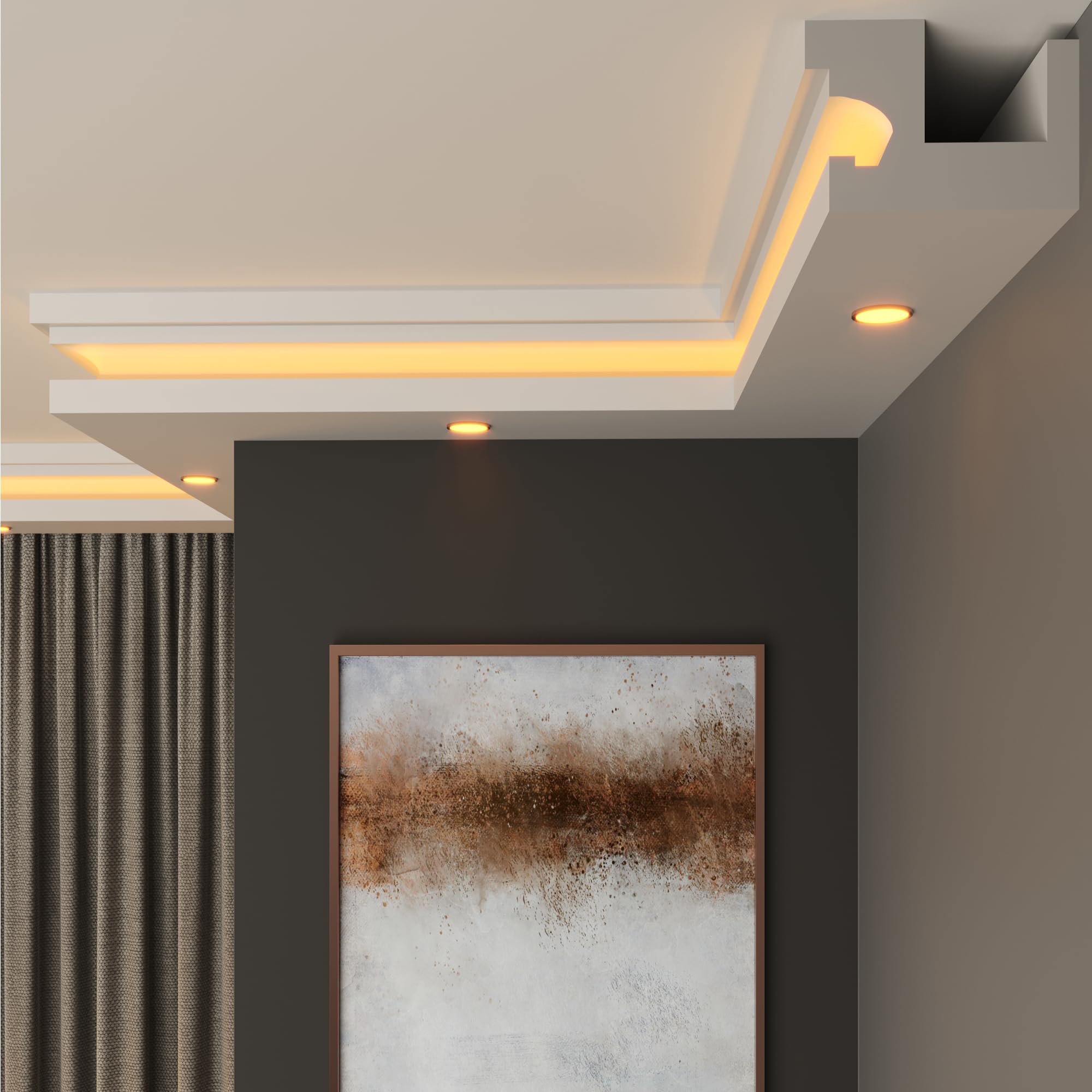 FAST DECOR Premium XPS LED Coving for Ceilings, Lightweight Decorative Cornice Moulding Trim, Paintable Finish, Easy DIY Installation, Cornice Coving, Ceiling Coving (CLS11, 2m (1 Length))
