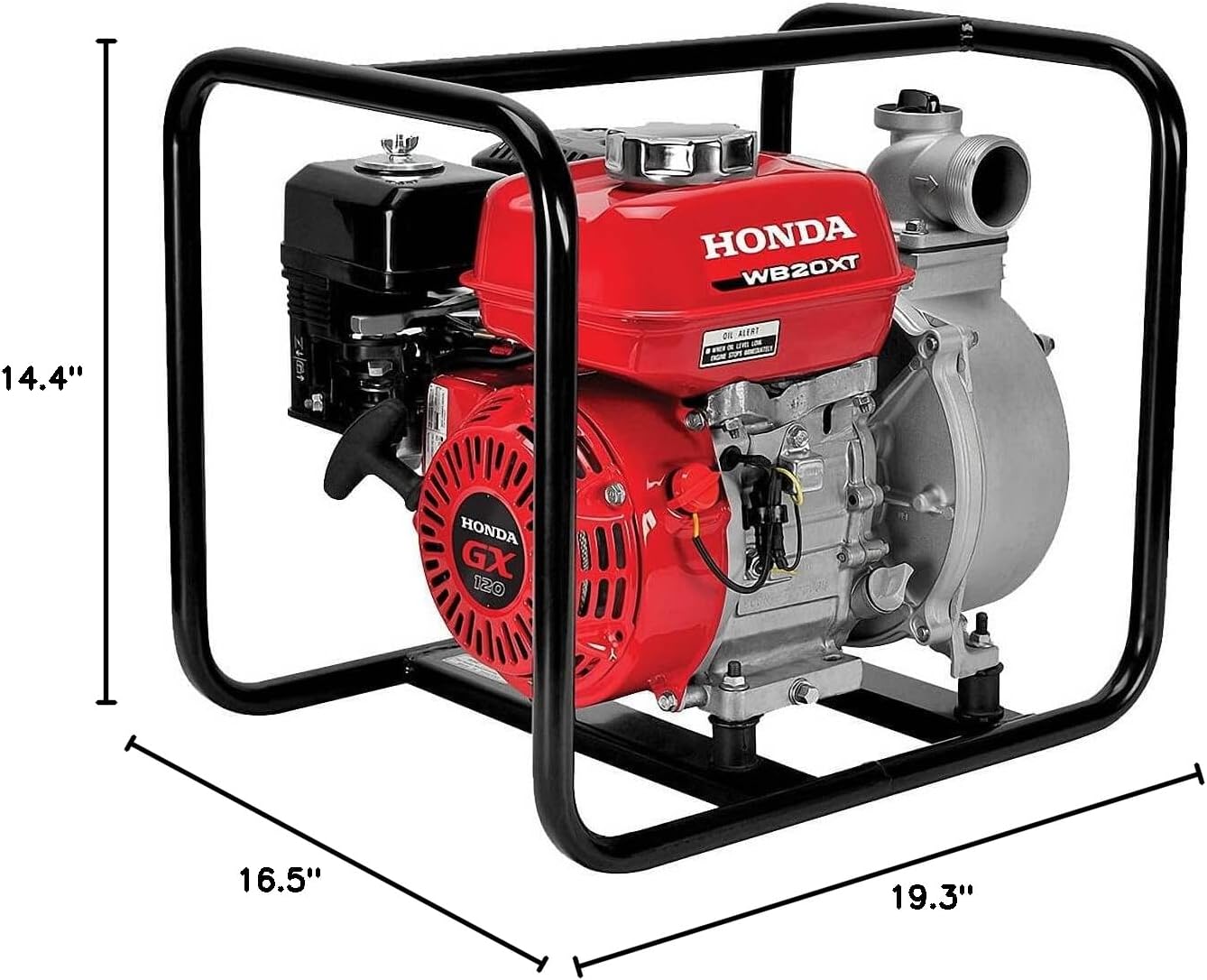 Dimensions of Honda WB20XT4A water pump