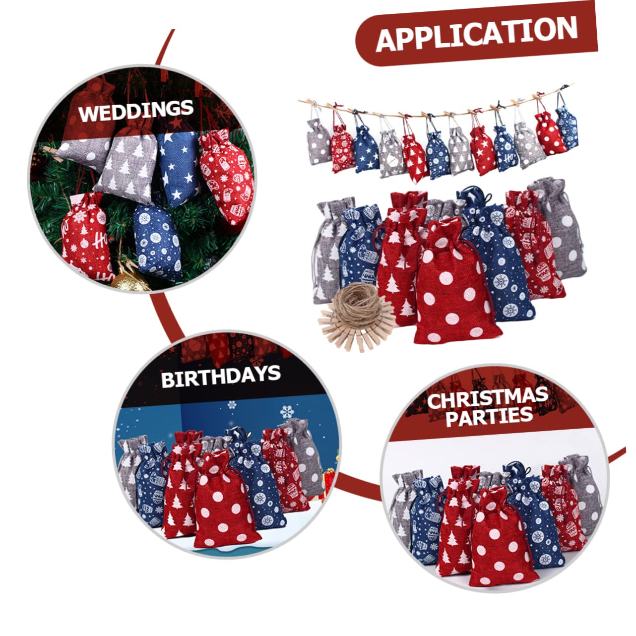 ULTECHNOVO 5sätze Adventskalender Beutel Weihnachtsgeschenktüten Mit Zugband Für Süßigkeiten Kleine Und Überraschungen Zum Dekorieren Von Baum Oder Tür