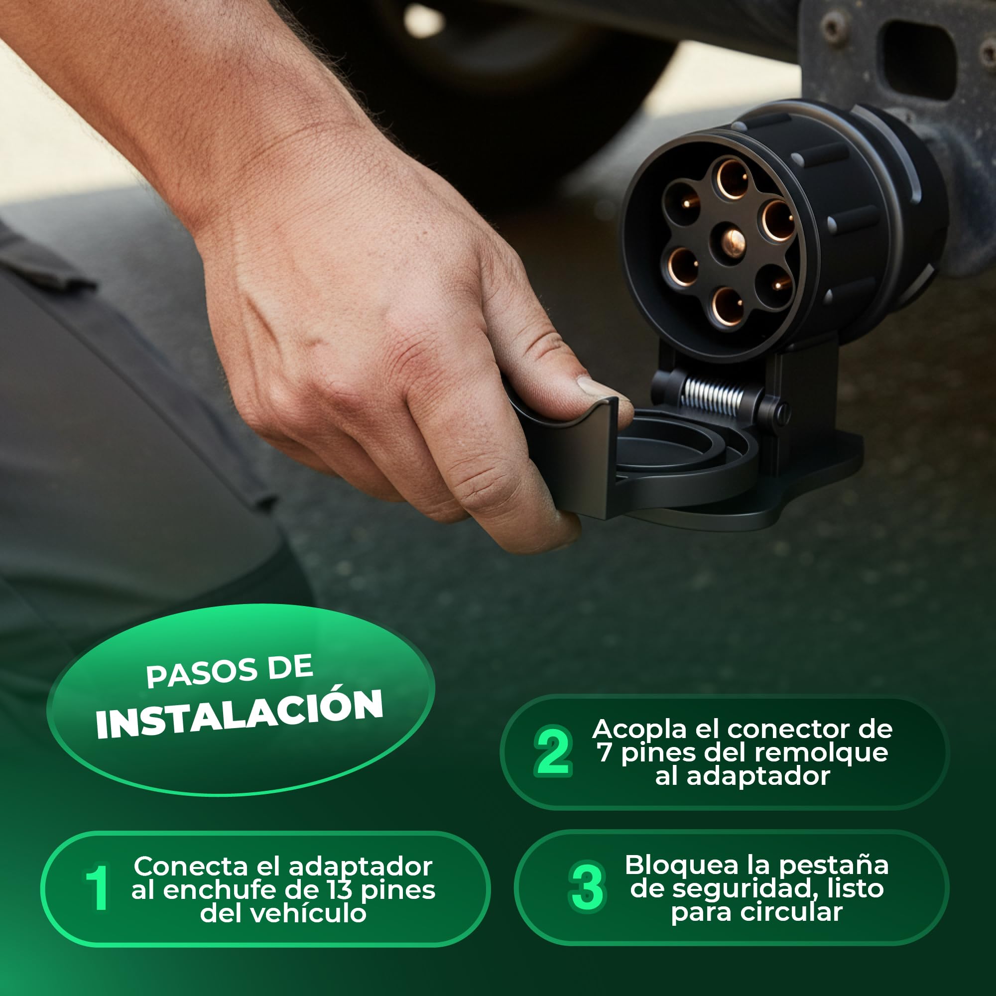 Medicaly Enganche Remolque - Adaptador de Remolque 13 a 7 Pines - Convertidor Enchufe Caravana a Coche - Adaptador Eléctrico Universal para Remolque, Caravana - Conexión Segura e Impermeable. - 5