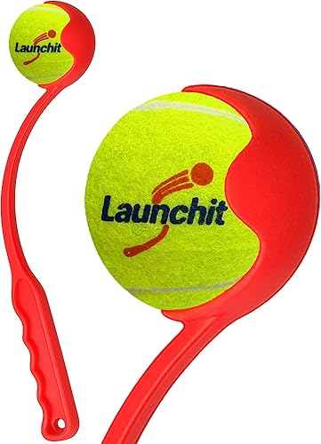 Lanzador de pelotas para perros, lanzador de pelotas de tenis, para perros pequeños y grandes, diseño compacto de 13.8 pulgadas con tamaño mediano