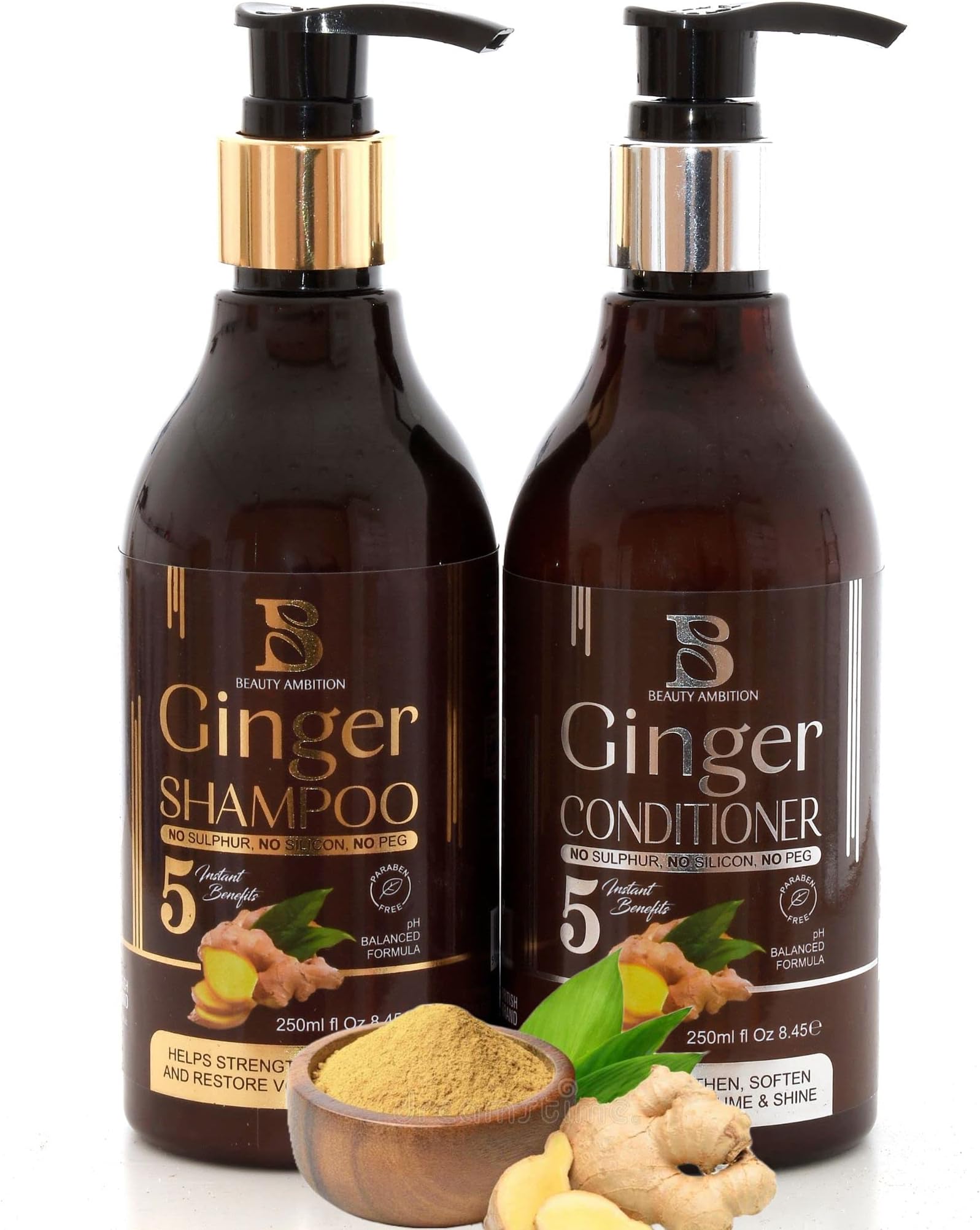 Anti Hair Loss Ginger Shampoo And Conditioner Set, hair loss treatment for men, women Hair Grow Fast, Nourish Scalp Hair Anti-Hair Loss, Hair Regrowth, Shampoo & Conditioner Set, 2.0 count, 2