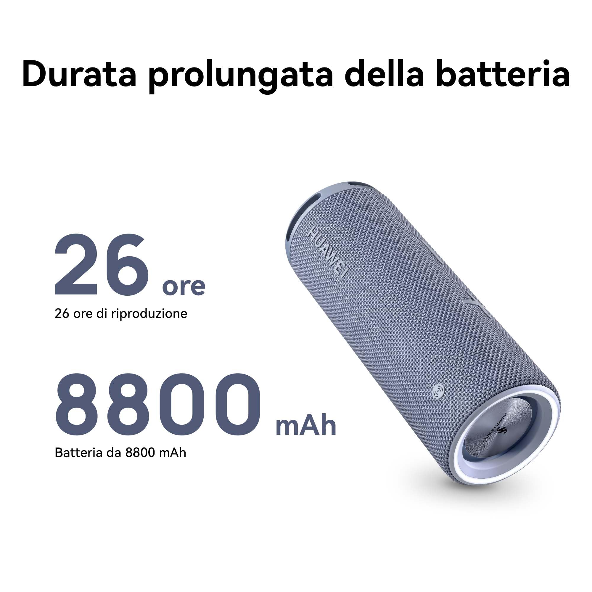 HUAWEI Sound Joy 2, Altoparlante portatile Bluetooth, Sistema SOUND a quattro unità, 26 ore di riproduzione, Resistente a polvere e acqua IP67, Funzione Scuoti per lo stereo