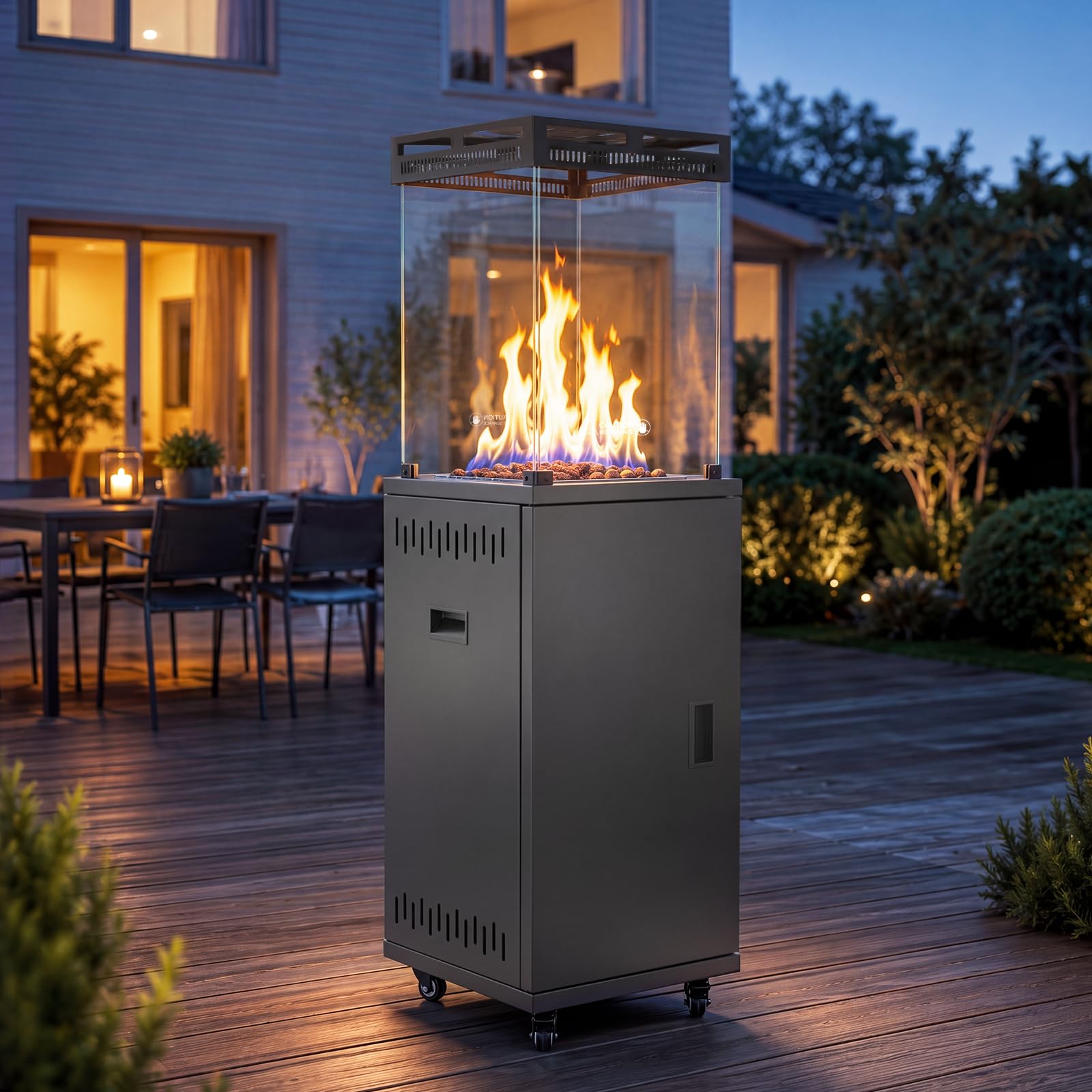 Heizstrahler Terrasse Gas 13kW Terrassenheizer Mit 360° Lenkrollen