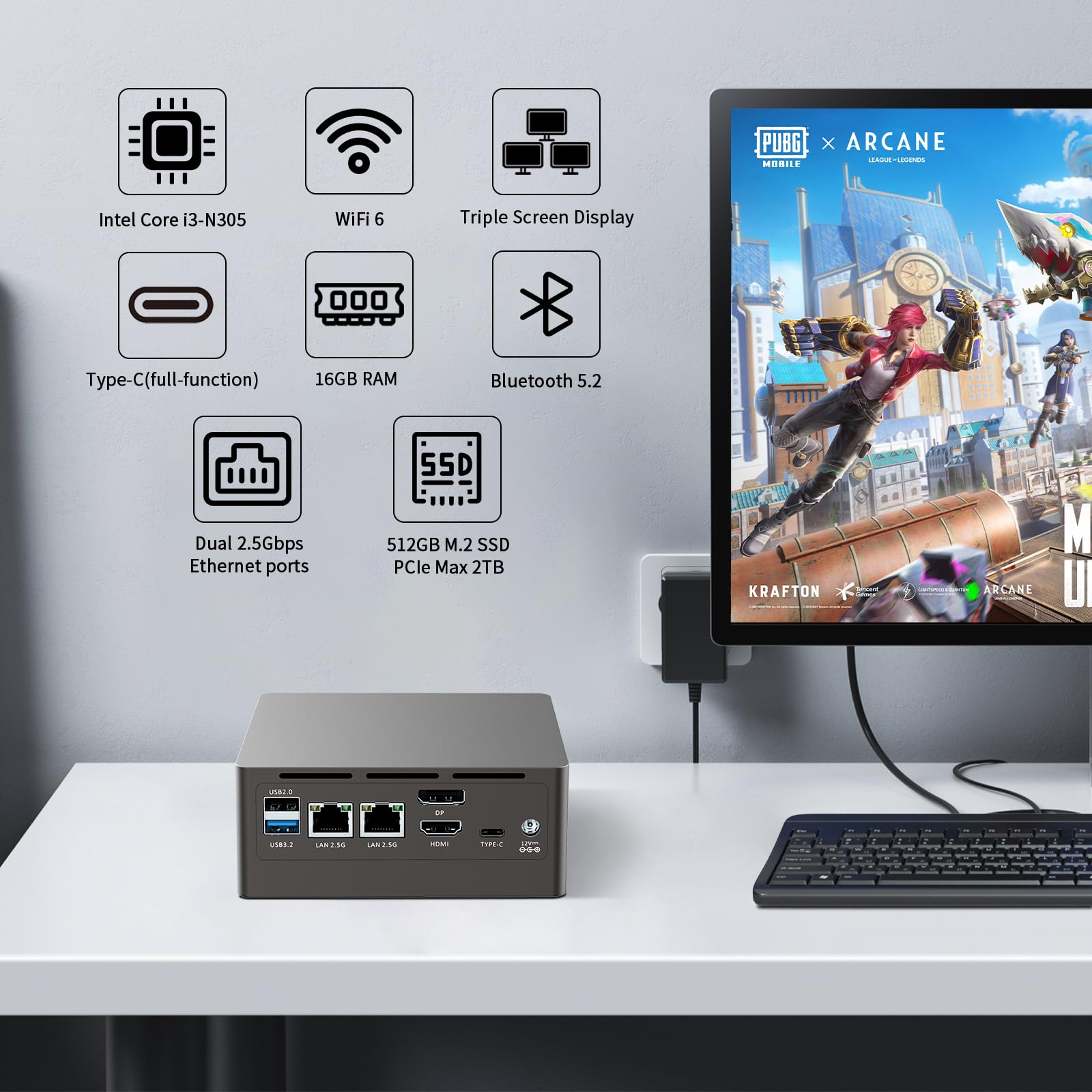 Amazon.com: QAZIPO Mini PC, 8 Cores i3-N305(up to 3.8GHz) 8C/8T