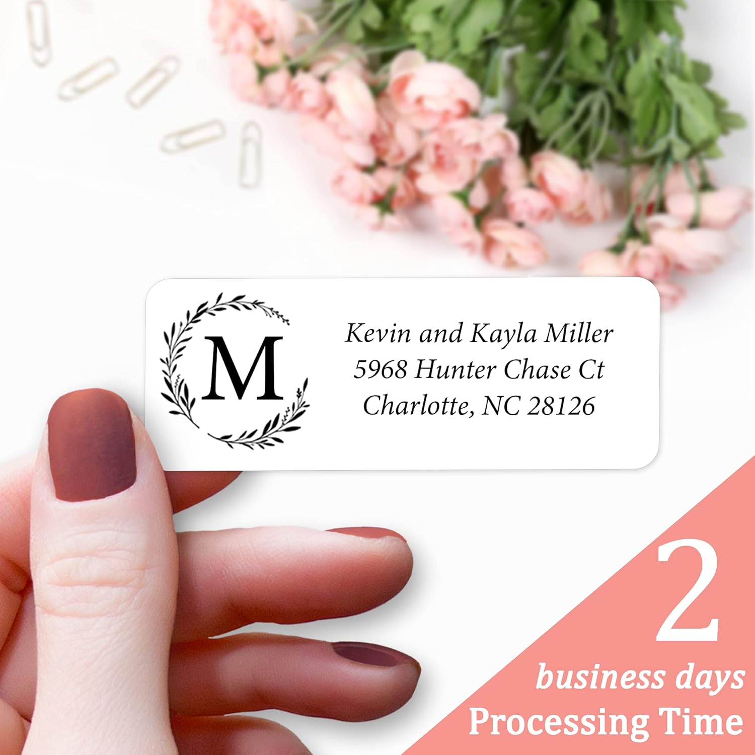 Personalized Return Address Labels Simple - Set of 240 Elegant Custom Mailing Labels for Envelopes, Self Adhesive Flat Sheet Rectangle Personalized Name Stickers (White) : Office Products
