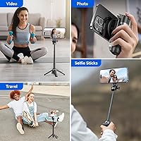 Vista 3 de Trípode magnético para iPhone con control remoto, palo selfie portátil 4 en 1 con soporte extensible, trípode de viaje para teléfono 16 15 14 13 12