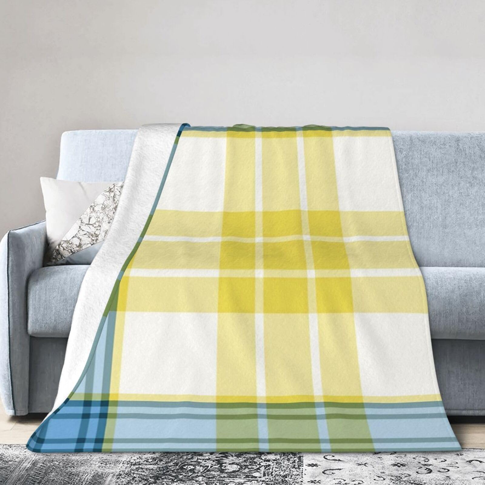 ERTDFXCV McGrath Tartan Blue and Yellow Irish Plaid Blanket 50"x40"