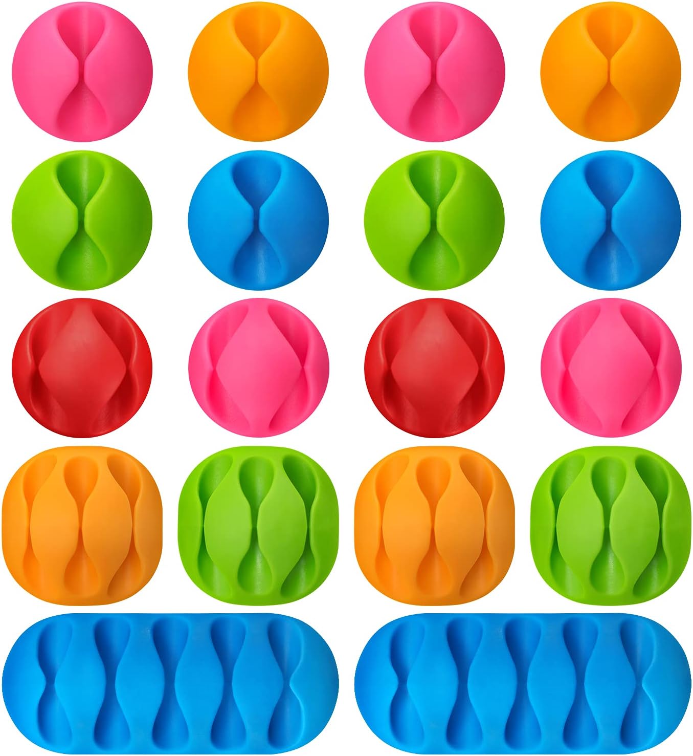18 Pack Cable Clips Self Adhesive Cord Holders Ideal Cable Cords Management for Organizing Cable Wires Home, Office, Car, Desk Nightstand (18-Multicolor)