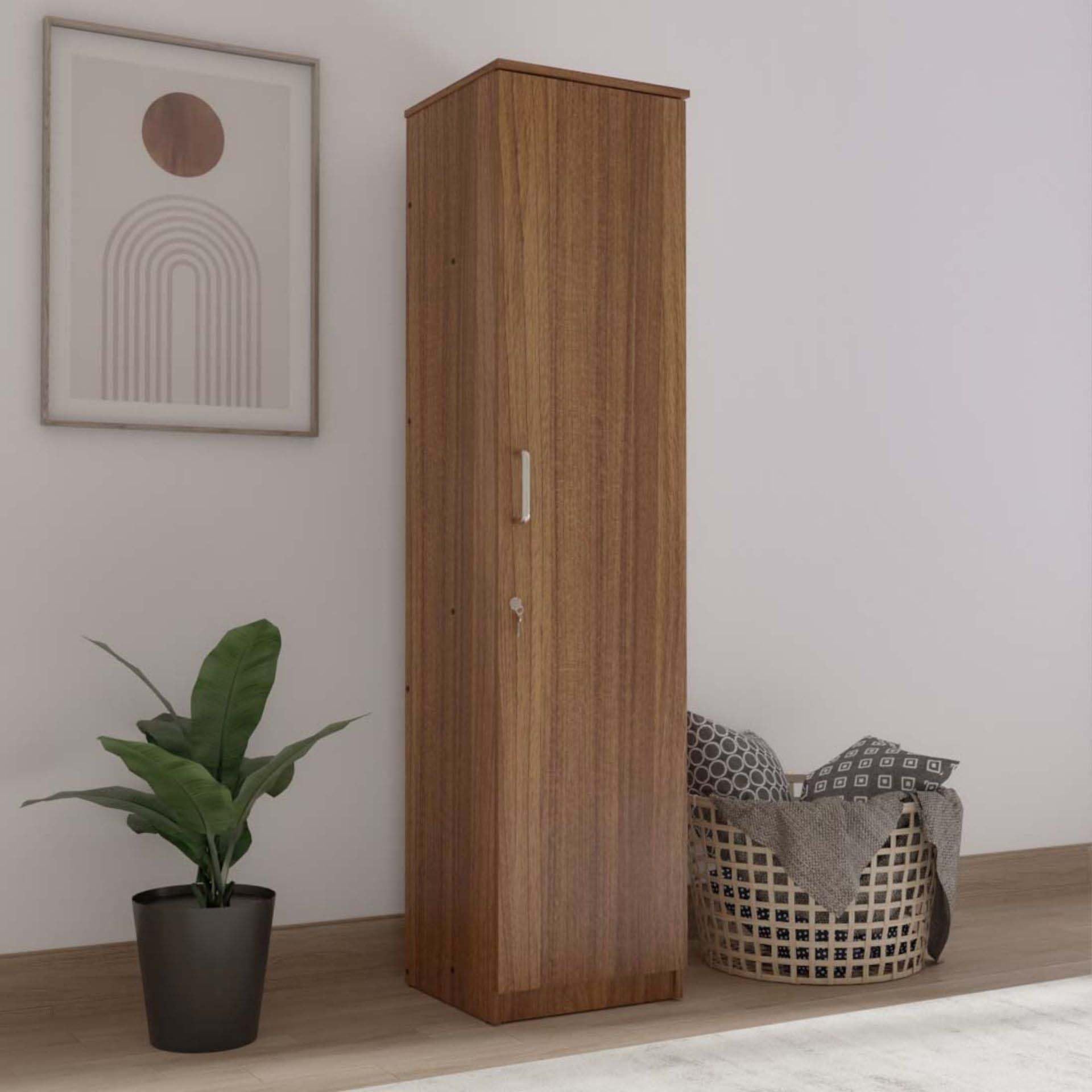 NEUDOT Adona Engineered Wood Wardrobe for Clothes with 1 Door | Storage Organizer | Storage Cabinet for Kitchen | Multipurpose Almirah for Bedroom, Living Room | 1 Year Warranty (Leon Teak)