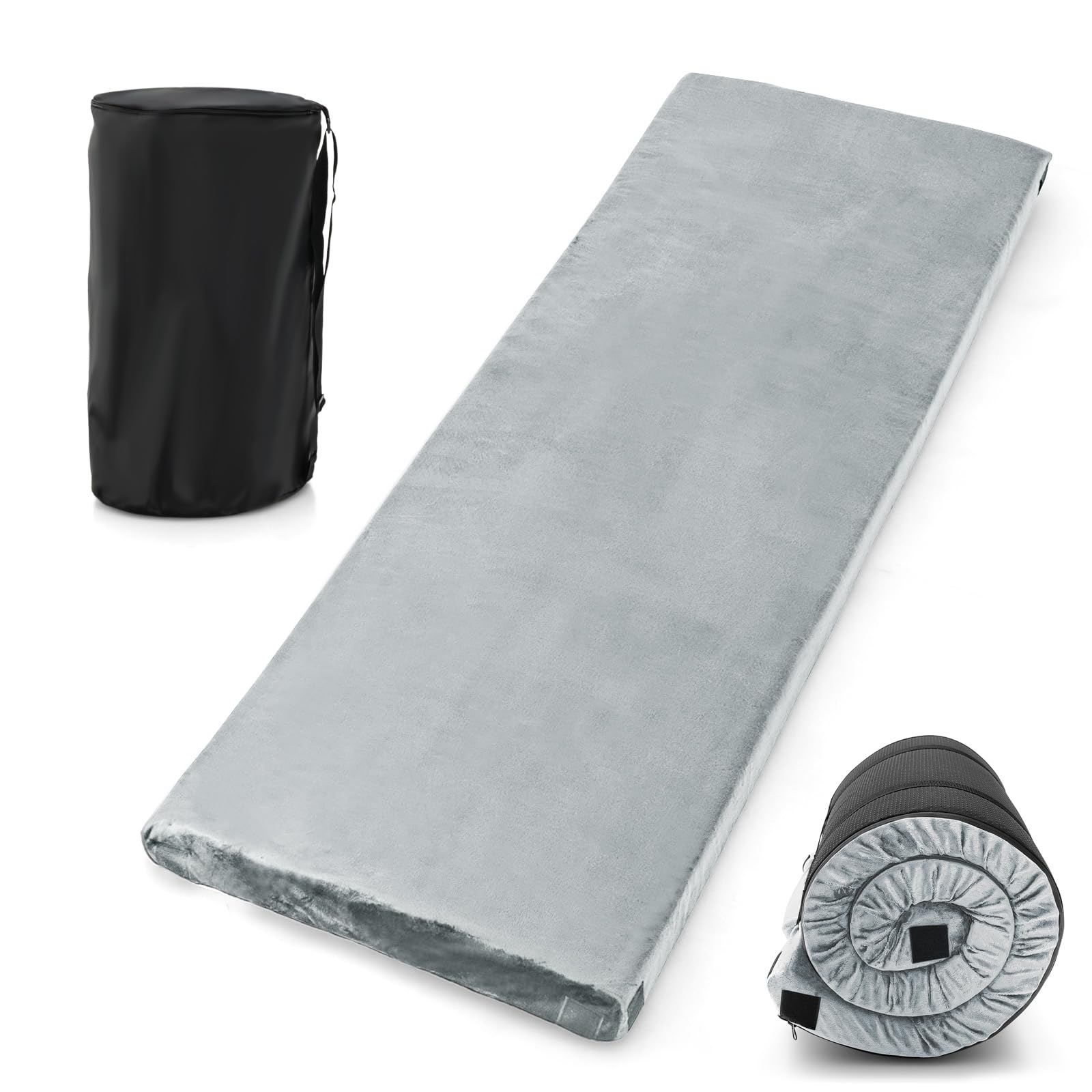 COSTWAY Memory-Schaum Camping Matratze, aufrollbare Campingmatte mit wasserdichter Beschichtung, Rutschfester Unterseite & Tragetasche, Bodenmatratze, Schlafmatte, Schlafmatratze