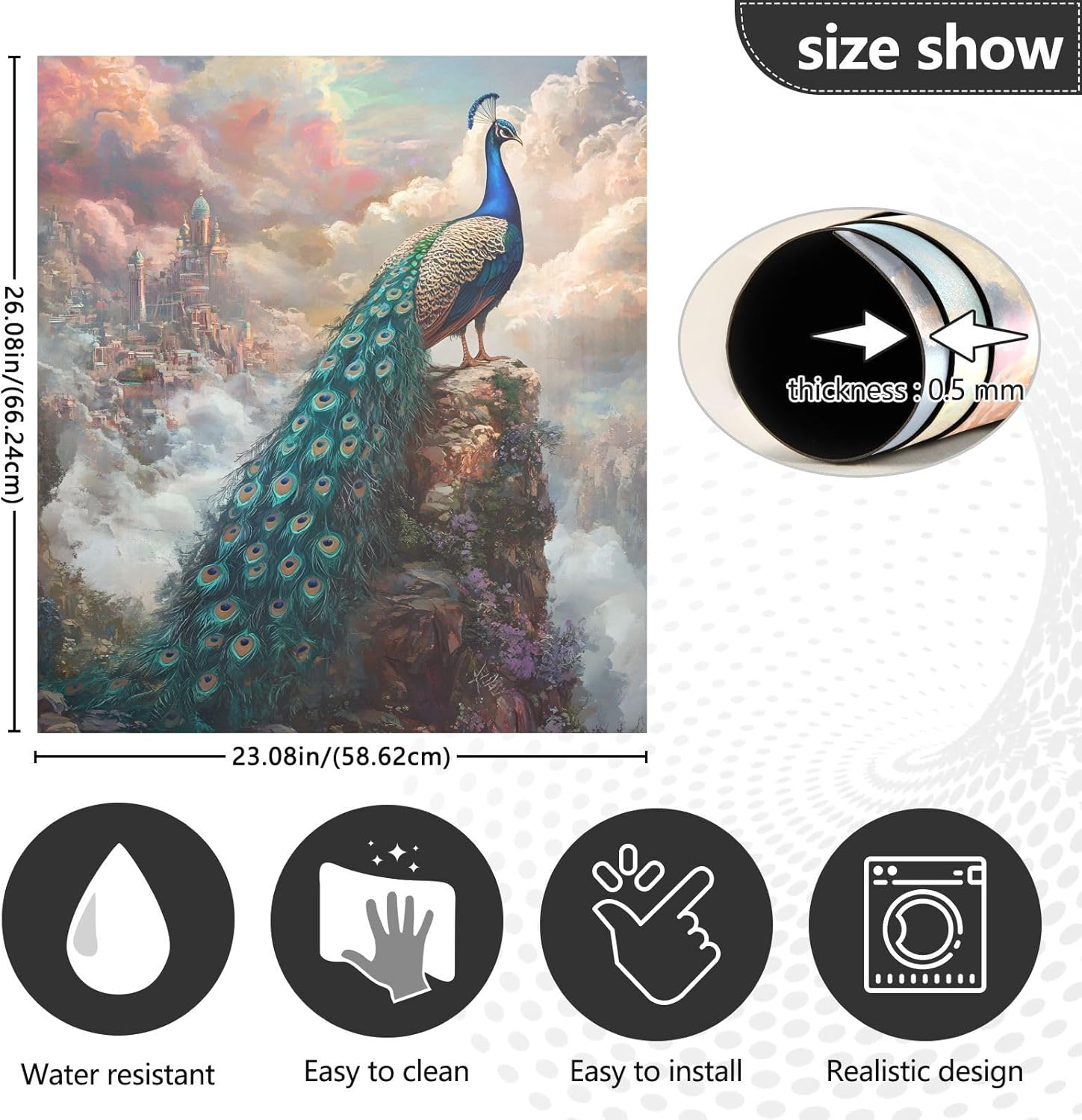 senya Dishwasher Magnet Cover Panel for The Front Peacock on The Mountain Top Dish Washer Door Sticker Home Kitchen Decoration Refrigerator Magnet Art Decor