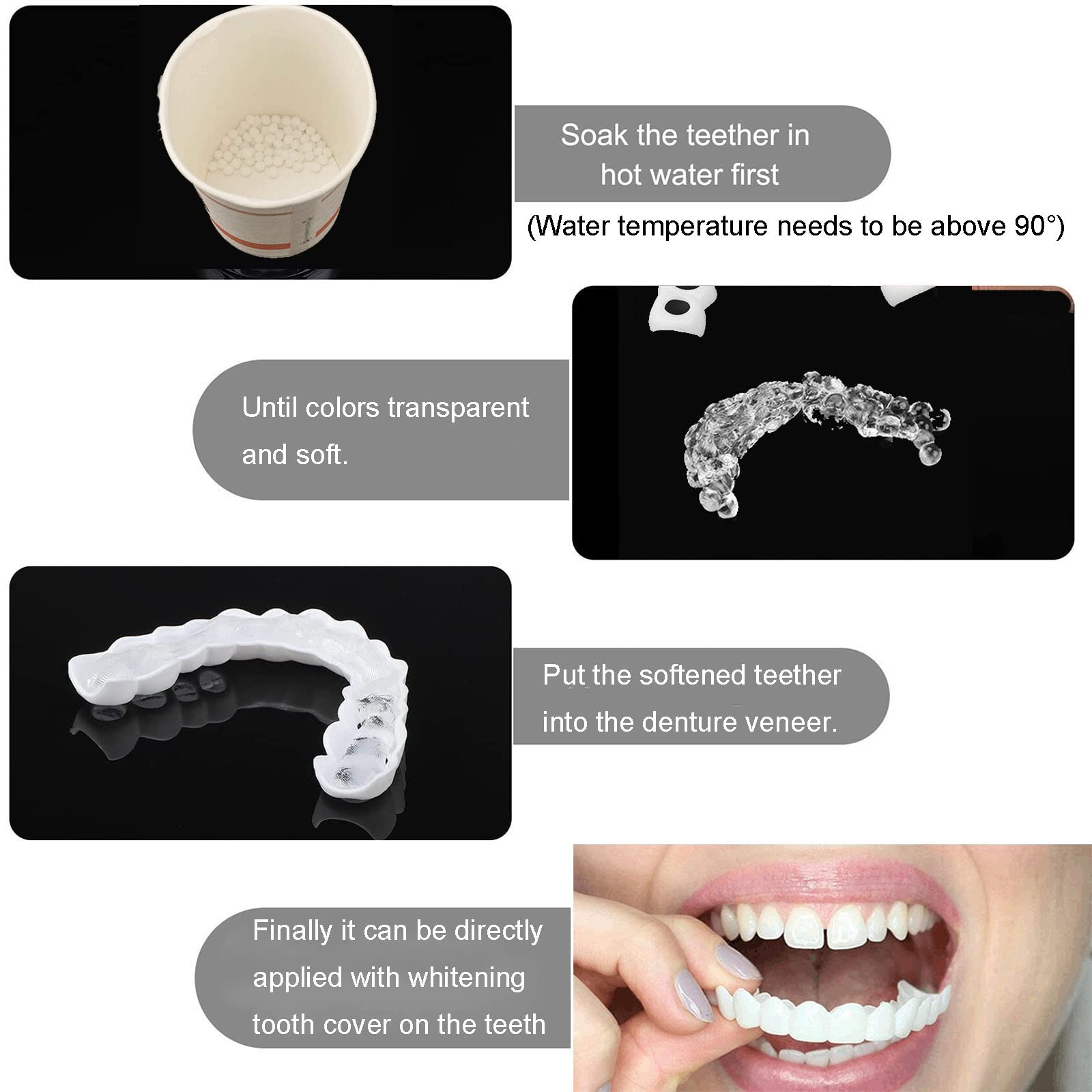 Prothèse Dentaire Provisoire Instantanée - 2 Paires (supérieure & Inférieure) - Jooheli - Kit Complet