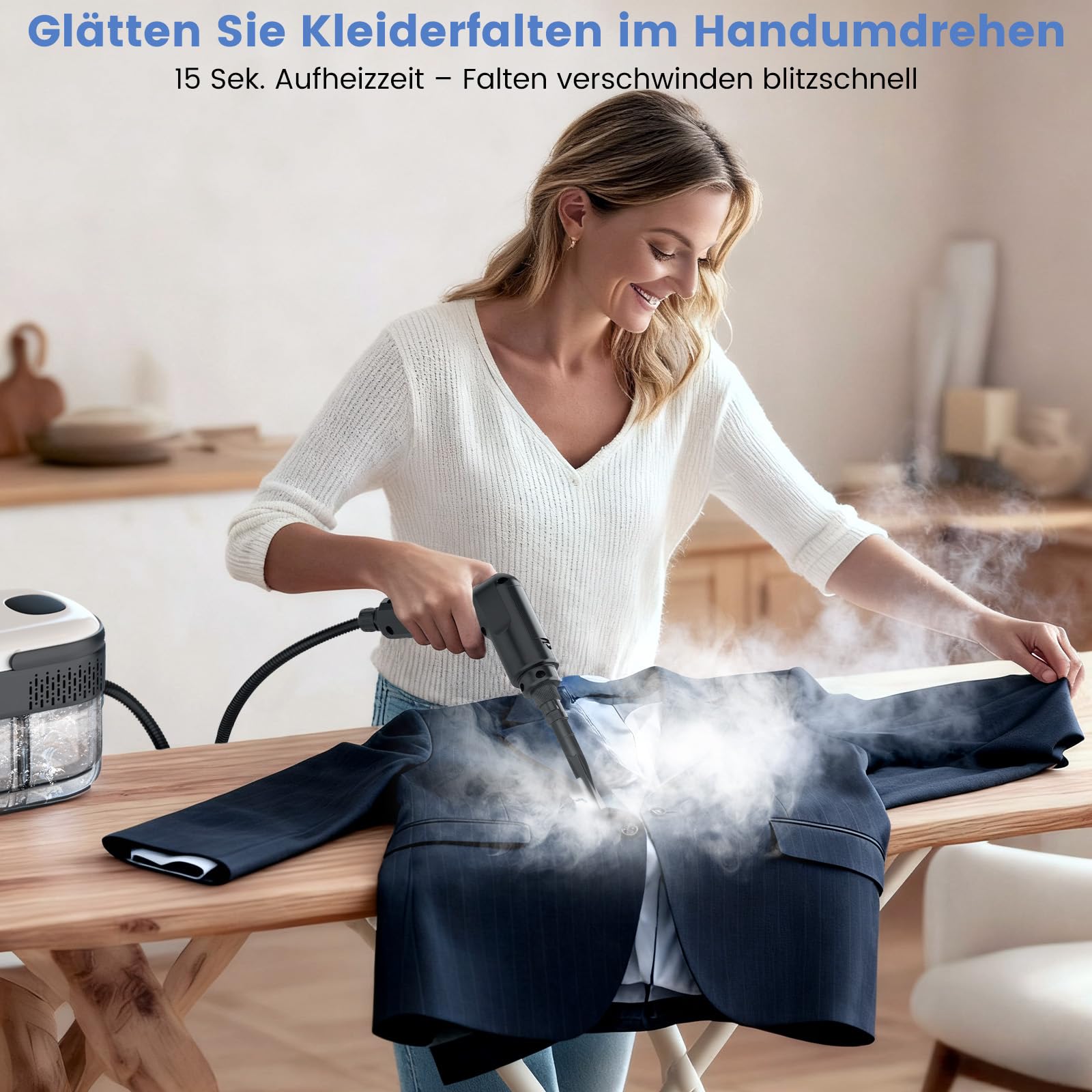 Granarbol 2500W Profi Hochdruck Dampfreiniger Handgerät für alles,15s Heizung 1.4L Handdampfreiniger,mit 18 PCS Reinigungsset und Verlängerungsstange,für Boden Polstermöbel Auto Bad Fenster,Entfetten